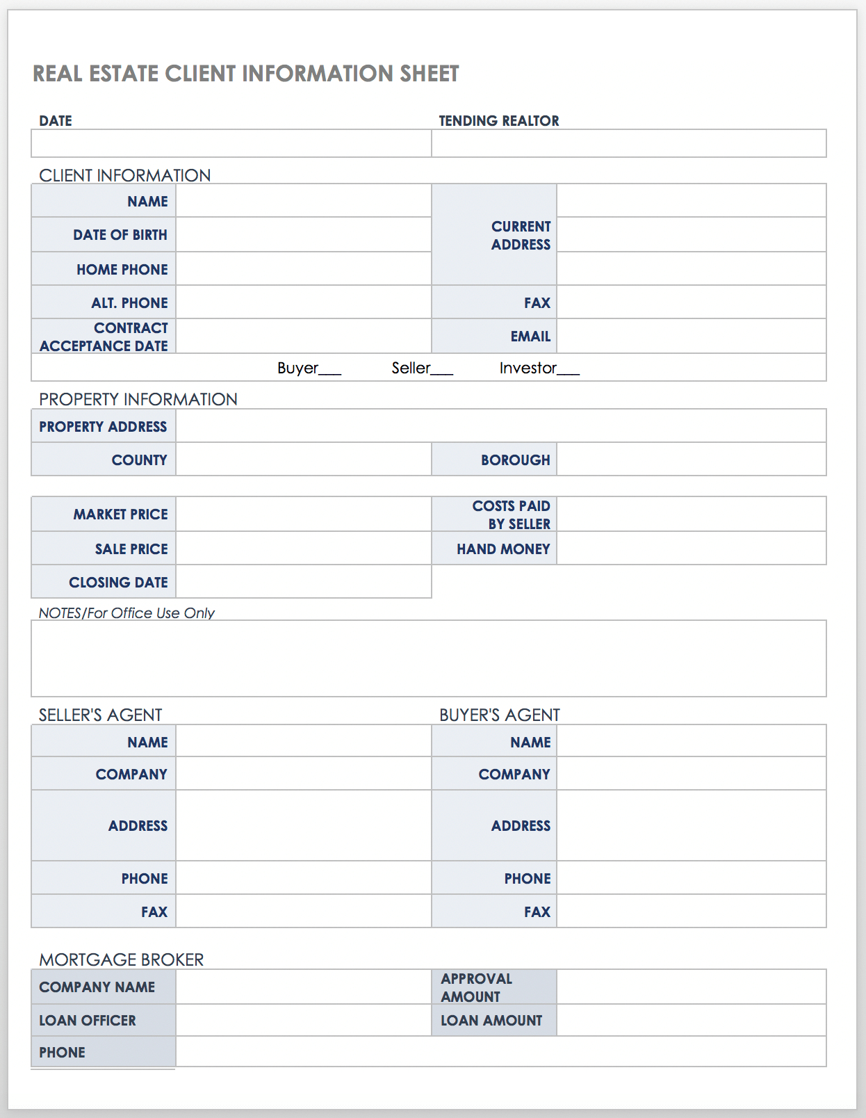 Free Client Information Forms &amp;amp; Templates | Smartsheet within Free Printable Customer Information Sheets