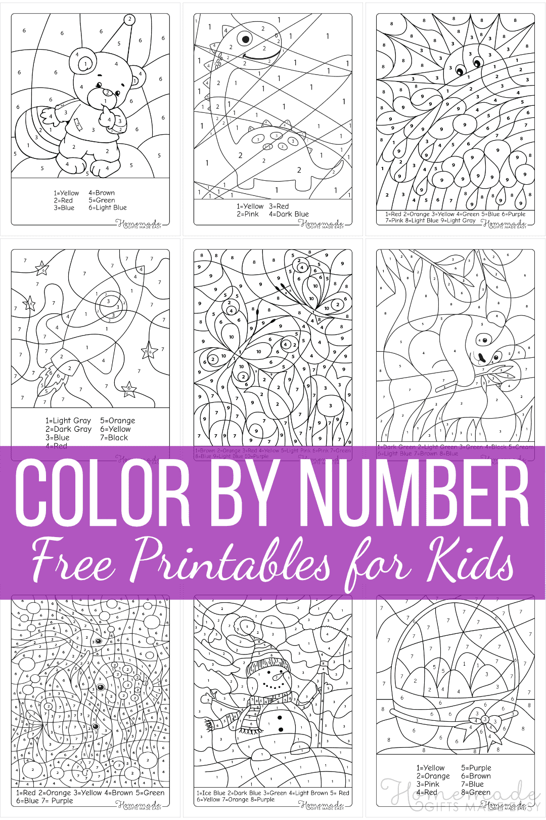 Free Colornumber Printables For Kids inside Free Printable Pictures