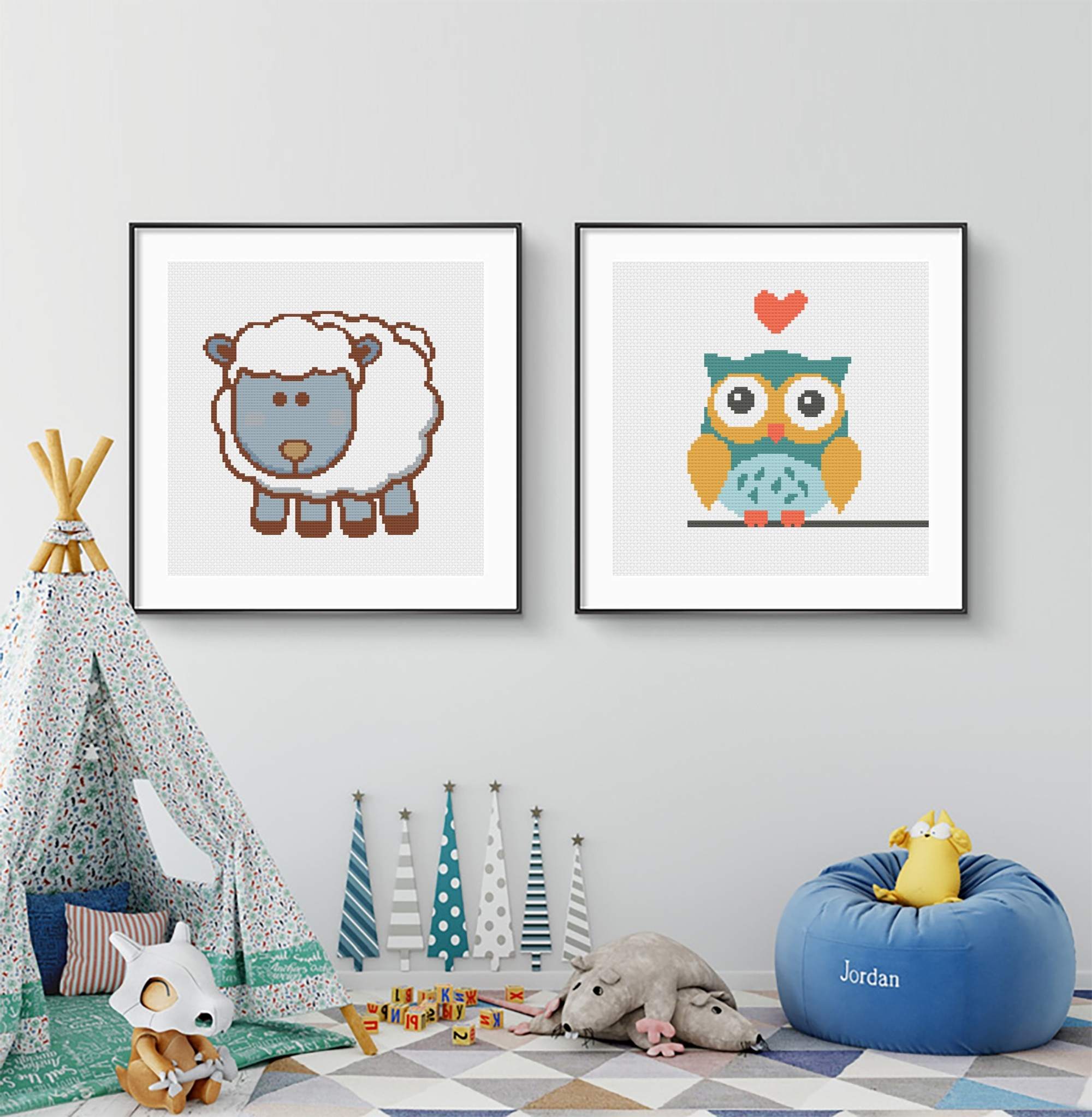 Free Cross Stitch Animal Pattern: Baby Owl - Cheering Studio pertaining to Baby Cross Stitch Patterns Free Printable