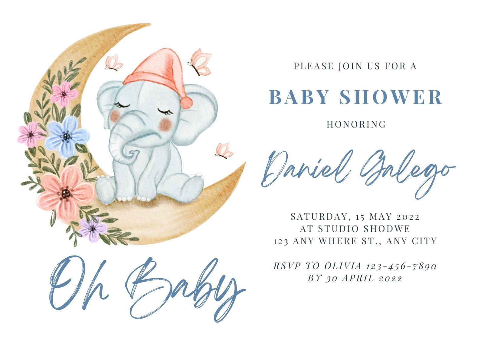 Free Custom Printable Baby Shower Card Templates | Canva intended for Free Printable Baby Boy Cards