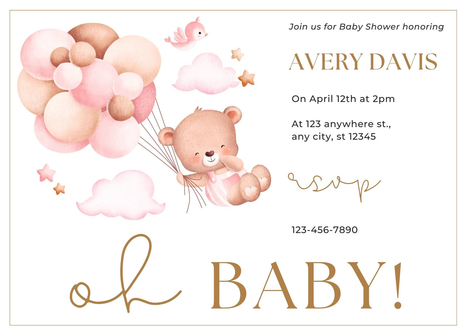 Free, Custom Printable Baby Shower Invitation Templates | Canva within Free Printable Baby Shower Invitations For Girls