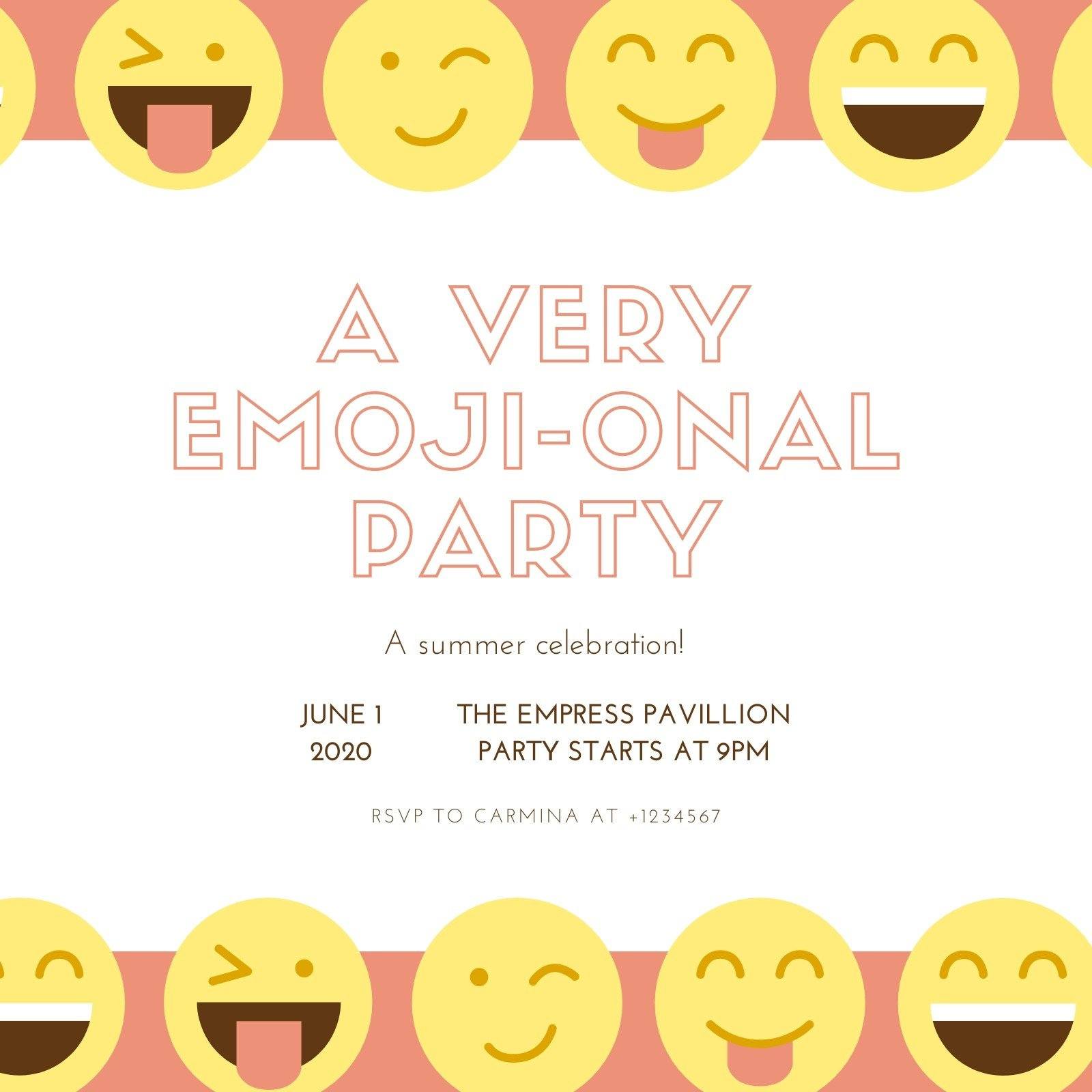 Free Custom Printable Emoji Party Invitation Templates | Canva regarding Free Printable Emoji B Day Invites