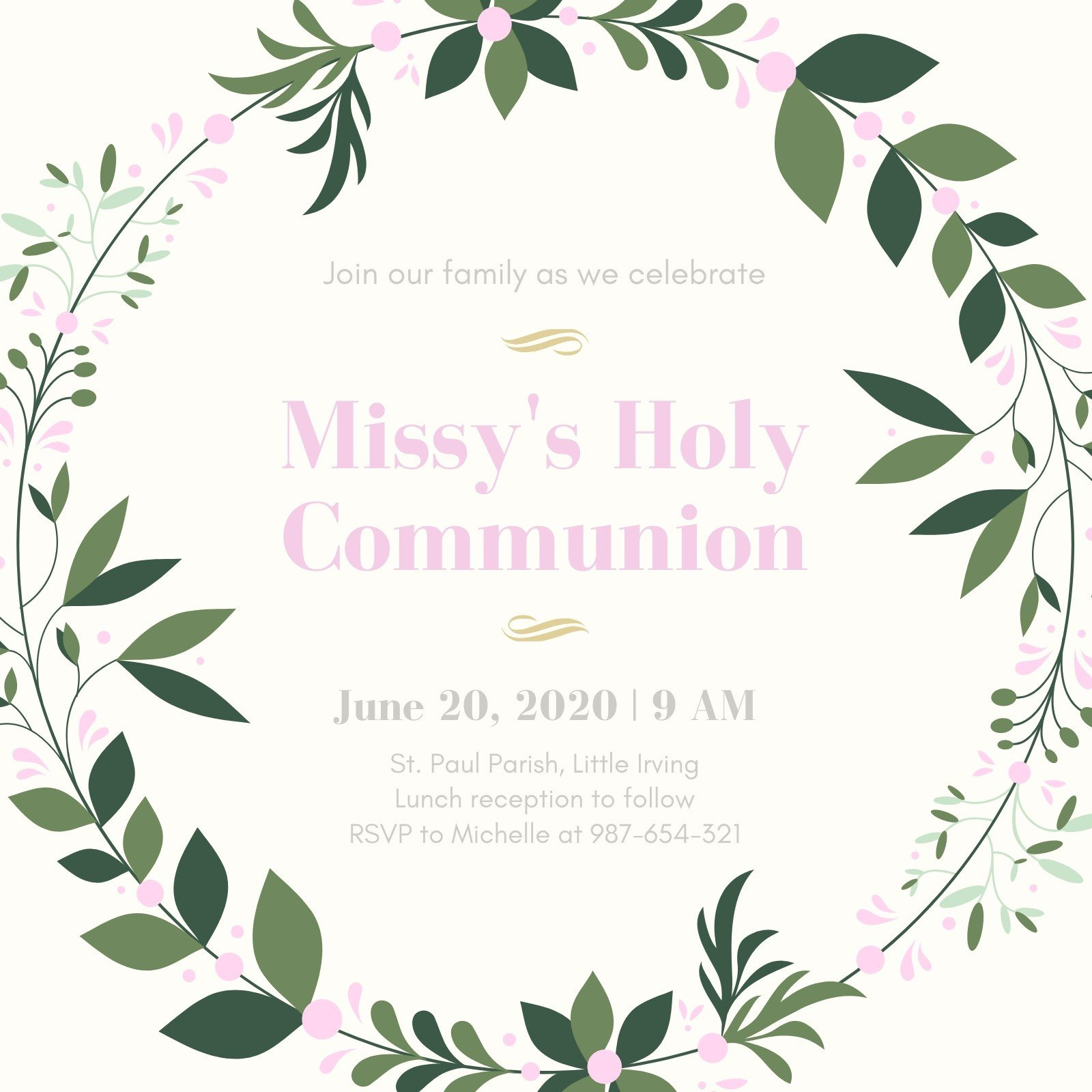 Free Custom Printable First Communion Invitation Templates | Canva inside First Holy Communion Cards Printable Free