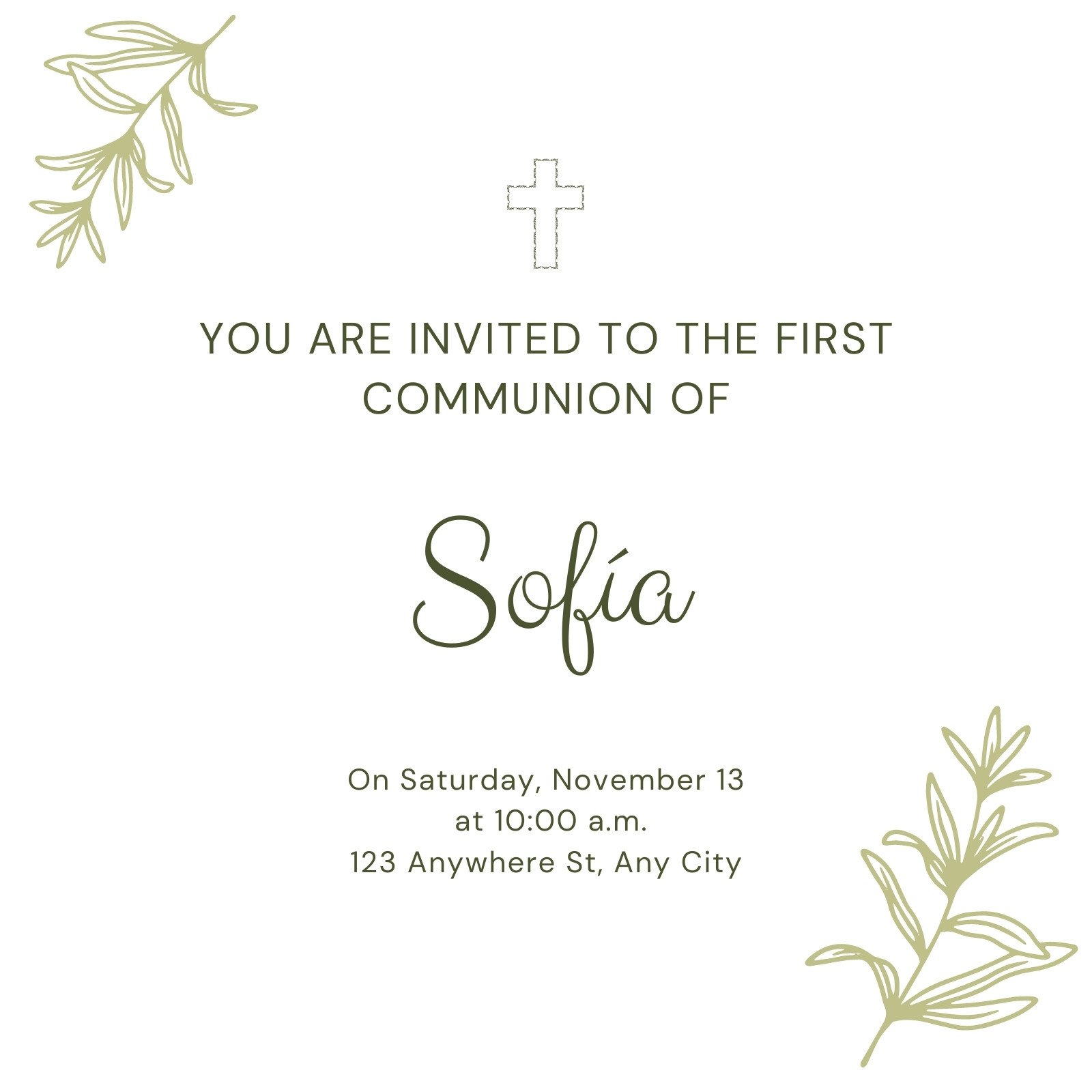 Free Custom Printable First Communion Invitation Templates | Canva inside Free Printable First Communion Invitation Cards