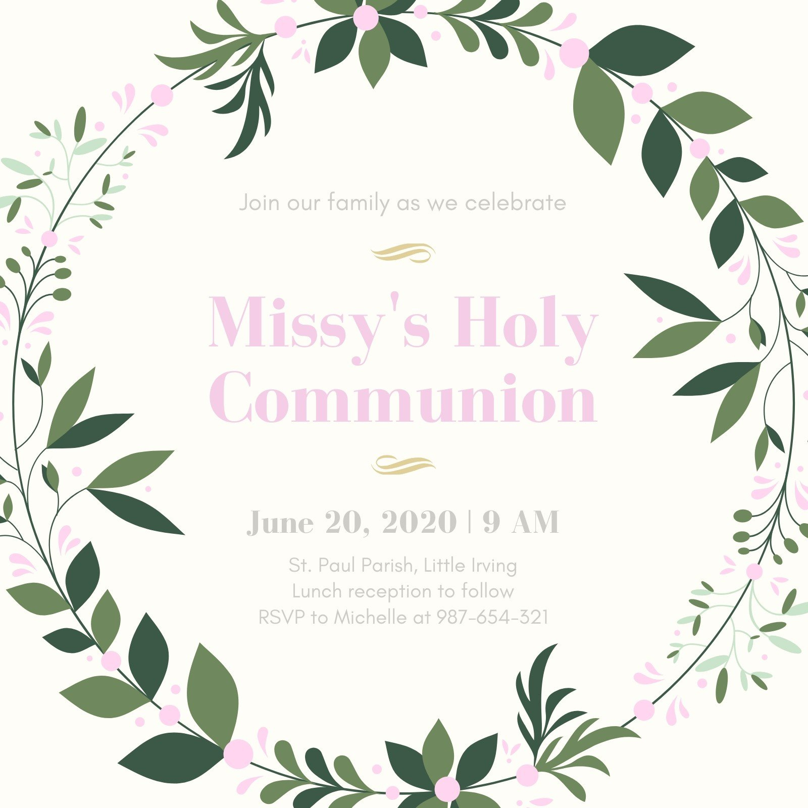 Free Custom Printable First Communion Invitation Templates | Canva with Free Printable First Communion Invitation Cards