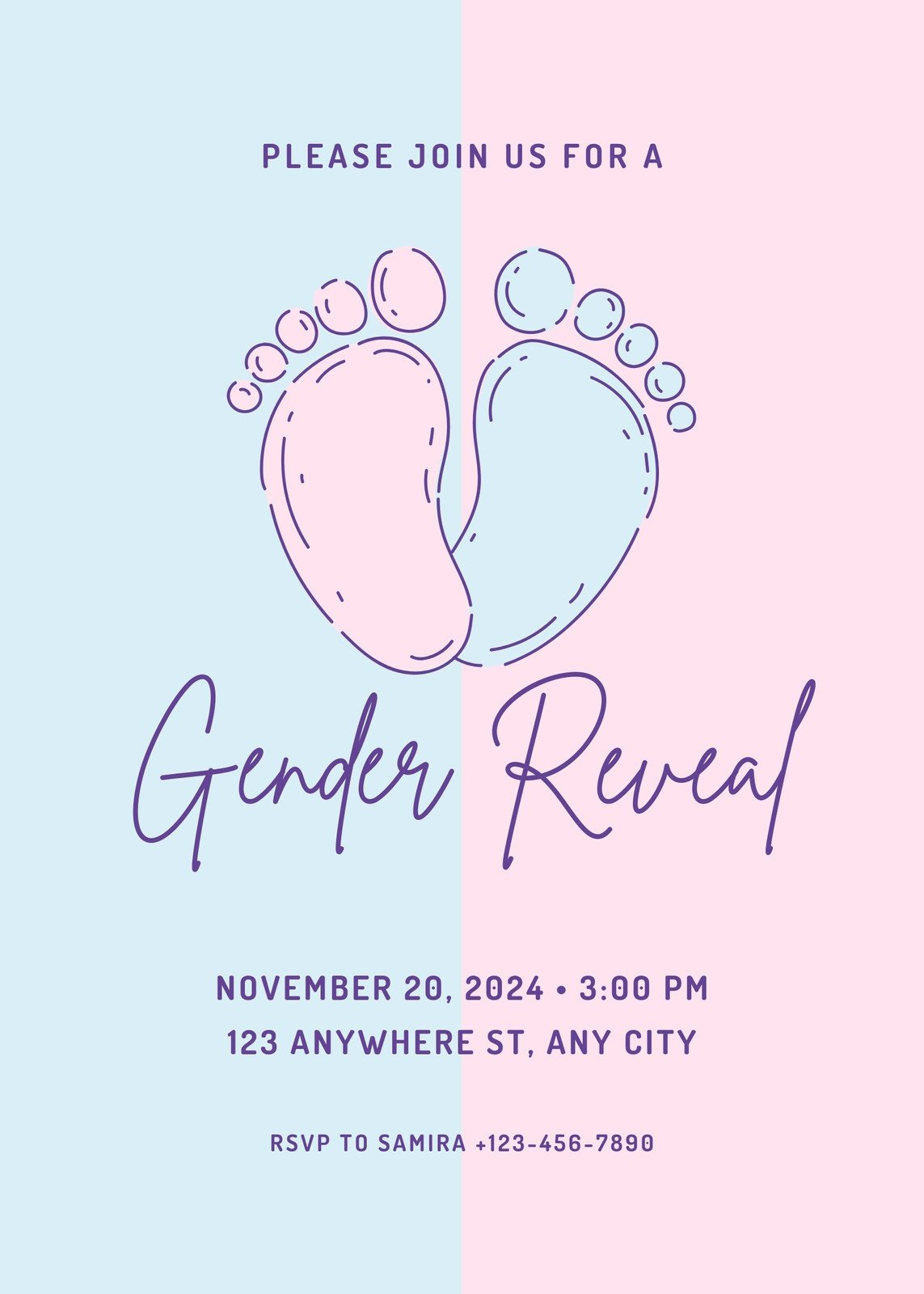 Free Custom Printable Gender Reveal Invitation Templates | Canva regarding Free Printable Gender Reveal Templates