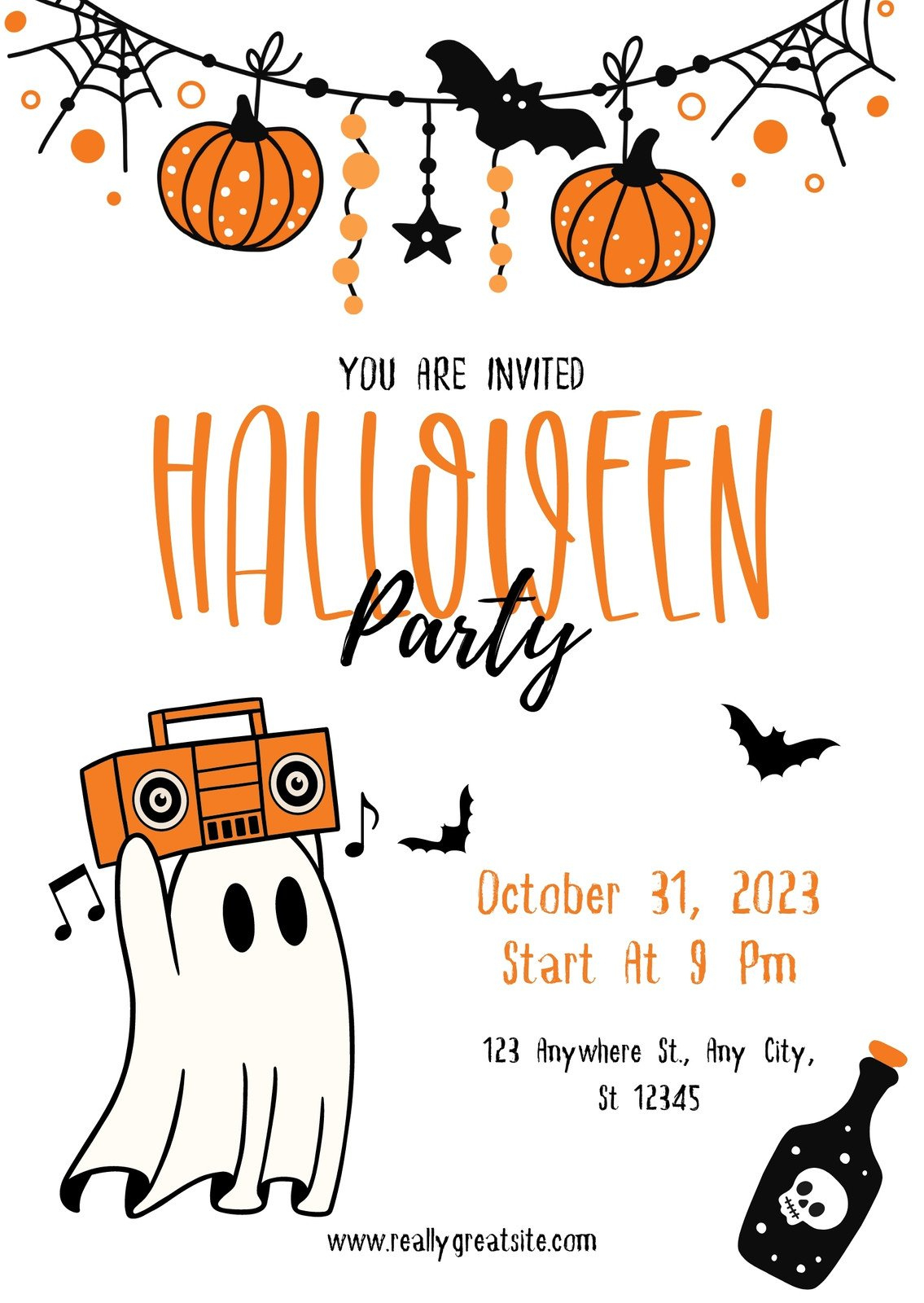 Free Custom Printable Halloween Invitation Templates | Canva intended for Free Online Halloween Invitations Printable