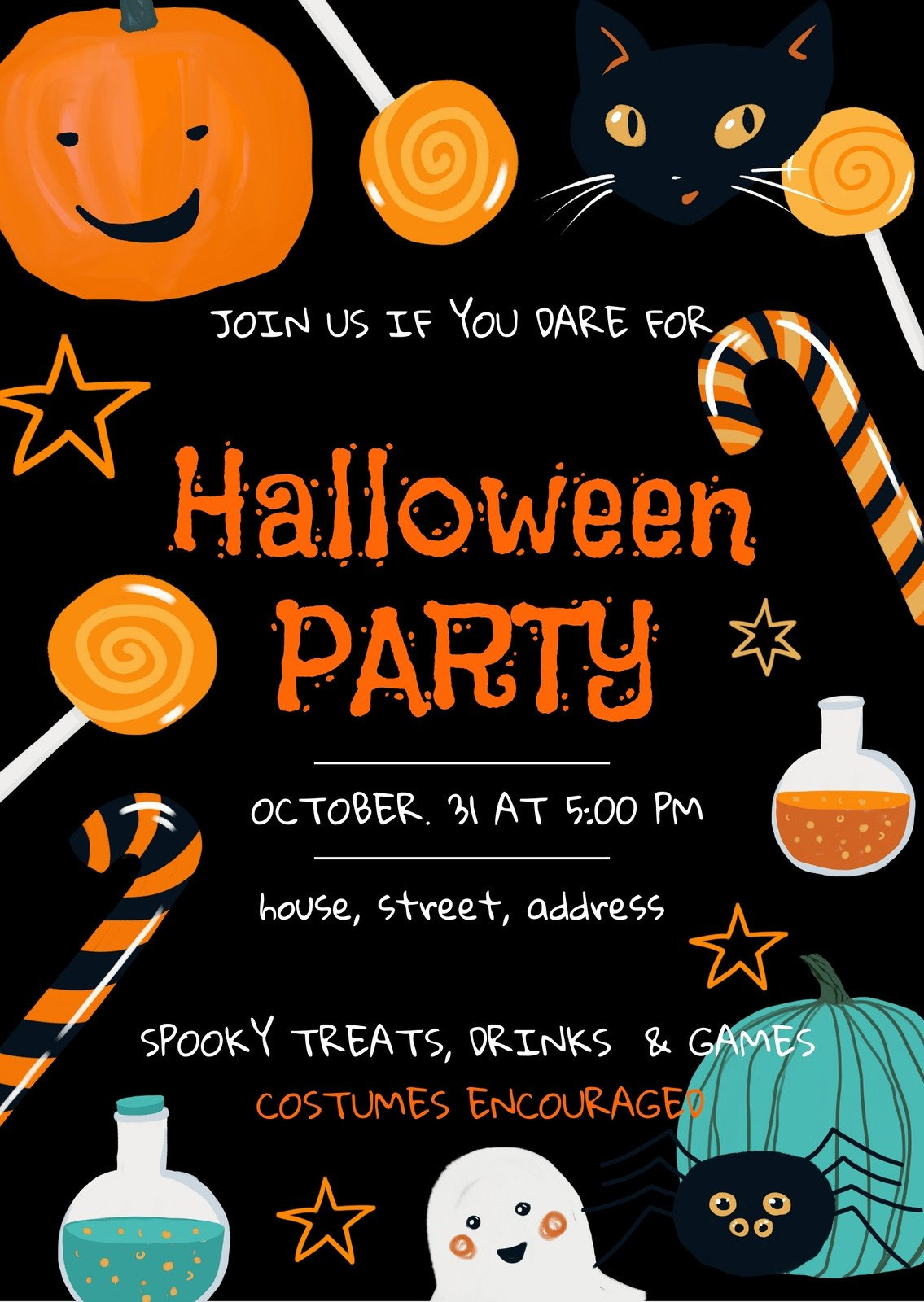 Free Custom Printable Halloween Invitation Templates | Canva intended for Free Printable Halloween Invitations