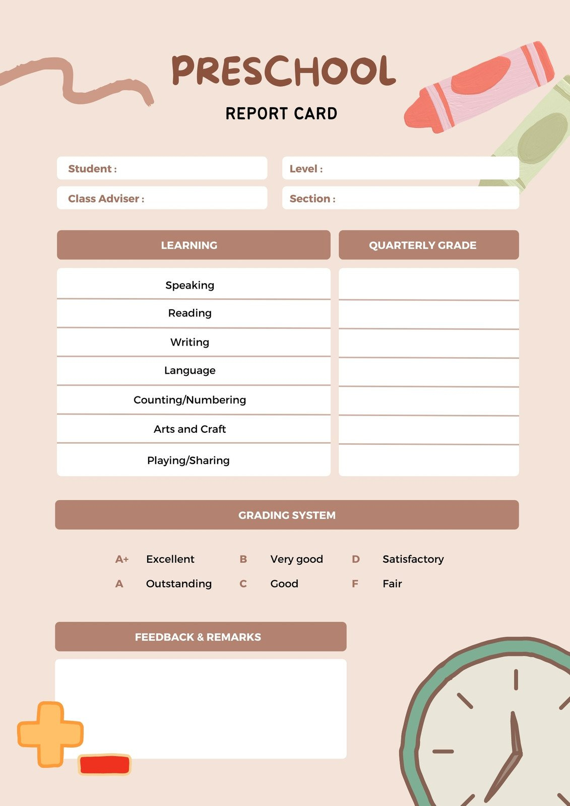 Free Custom Printable Preschool Report Card Templates | Canva with regard to Free Printable Kindergarten Report Cards