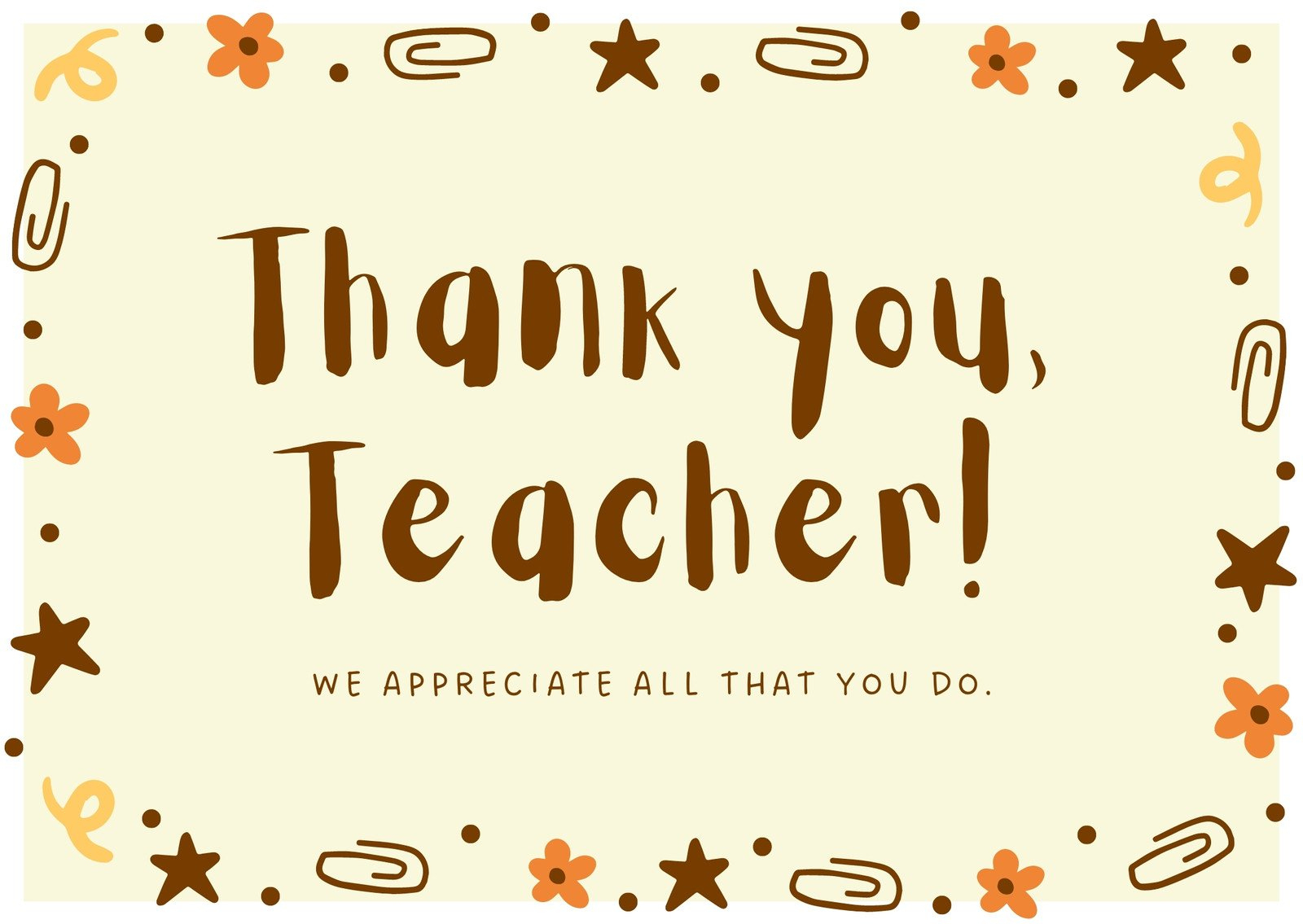 Free Custom Printable Teacher Thank You Card Templates | Canva with Free Printable Teacher Appreciation Greeting Cards