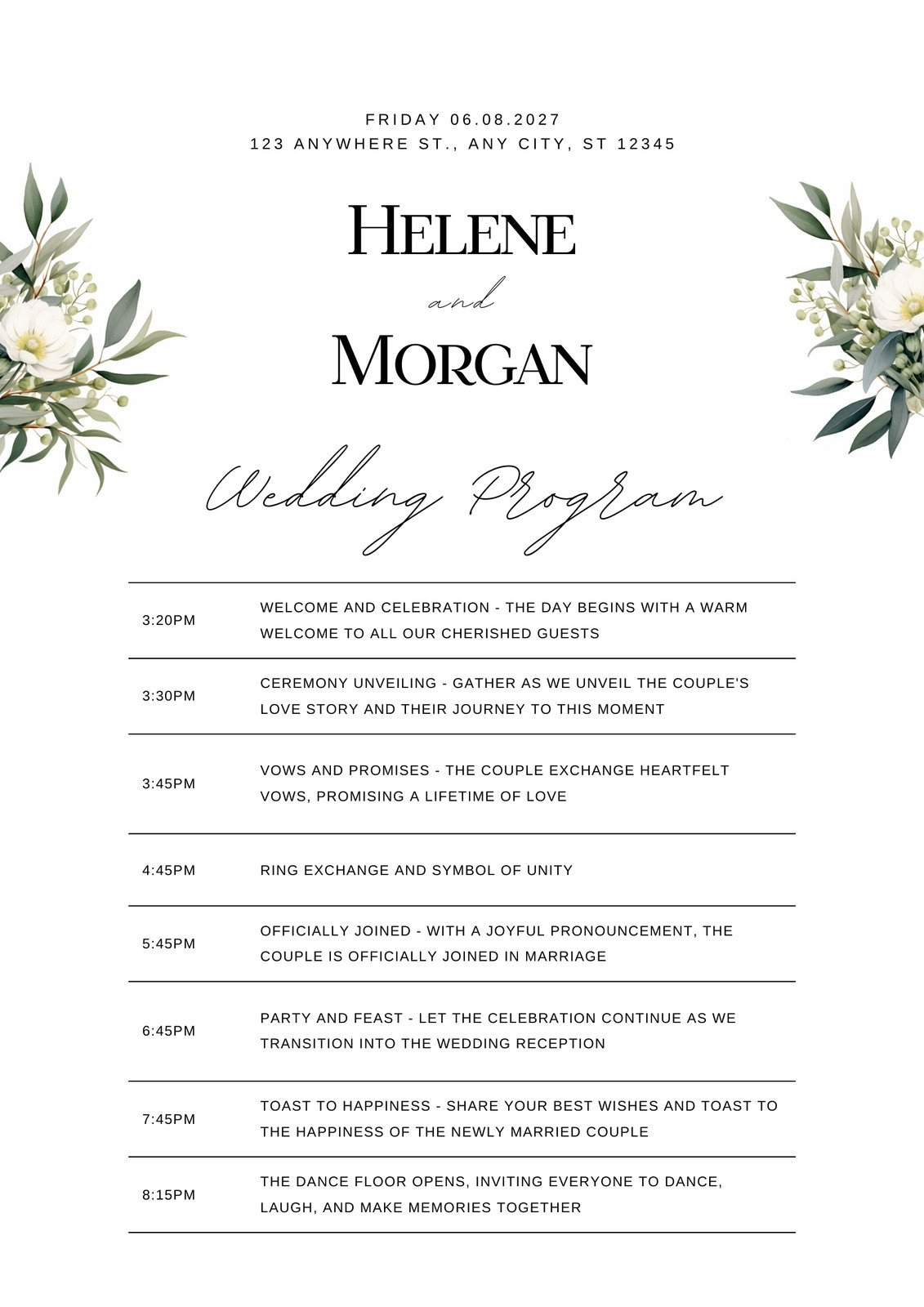 Free, Custom Printable Wedding Program Templates | Canva regarding Free Printable Wedding Program Templates