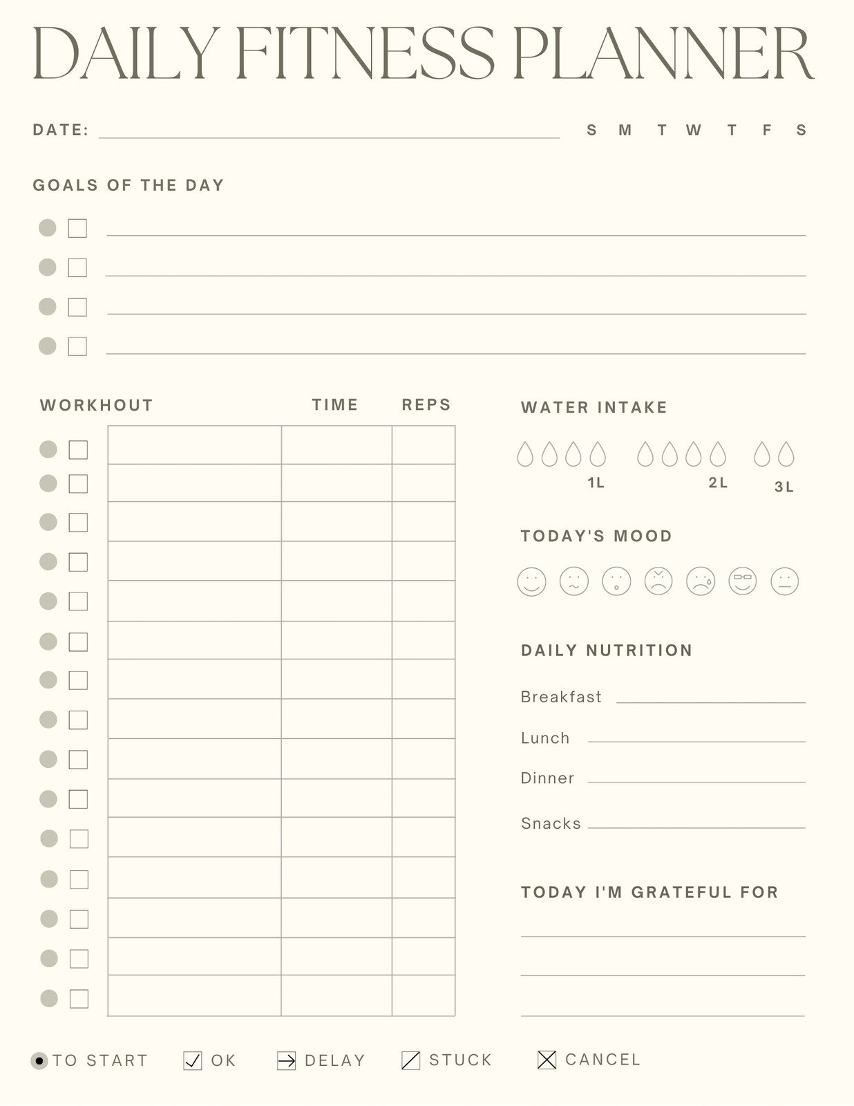 Free, Custom Printable Workout Planner Templates Online | Canva with Free Printable Fitness Planner