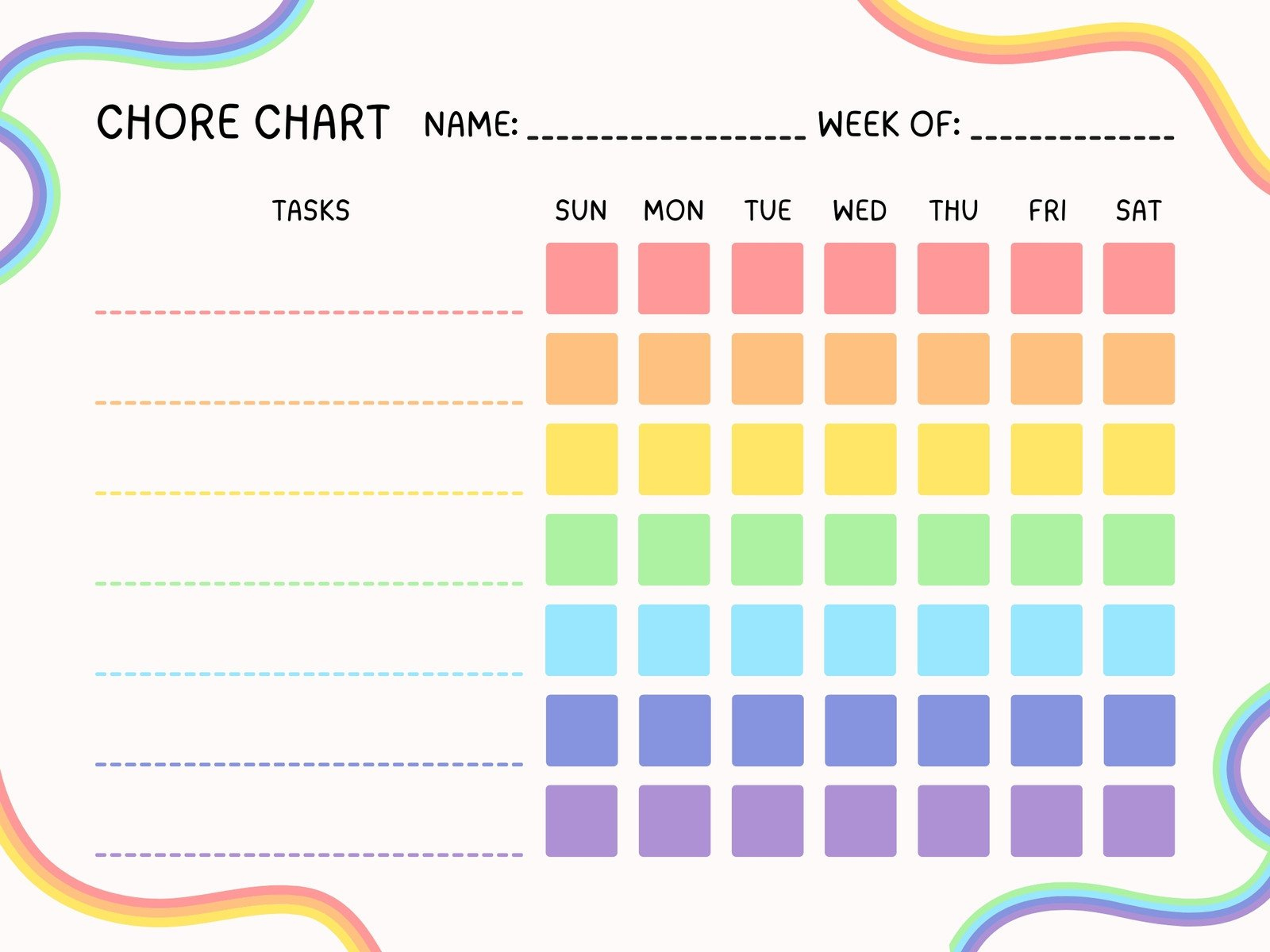 Free Customizable Chore Chart Templates To Print | Canva for Free Printable Chore Chart Ideas