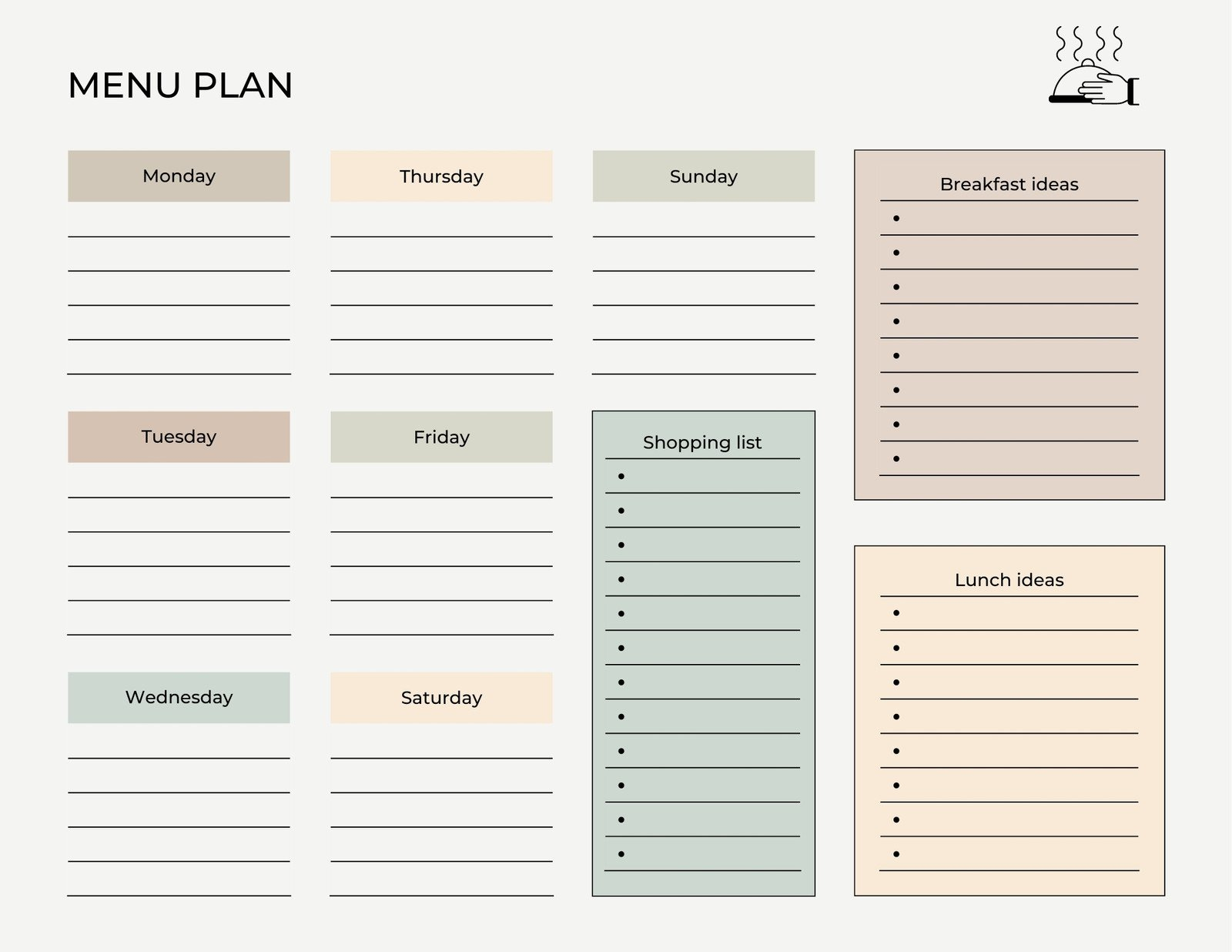 Free, Customizable Meal Planner Menu Templates | Canva for Free Printable Weekly Dinner Menu Planner