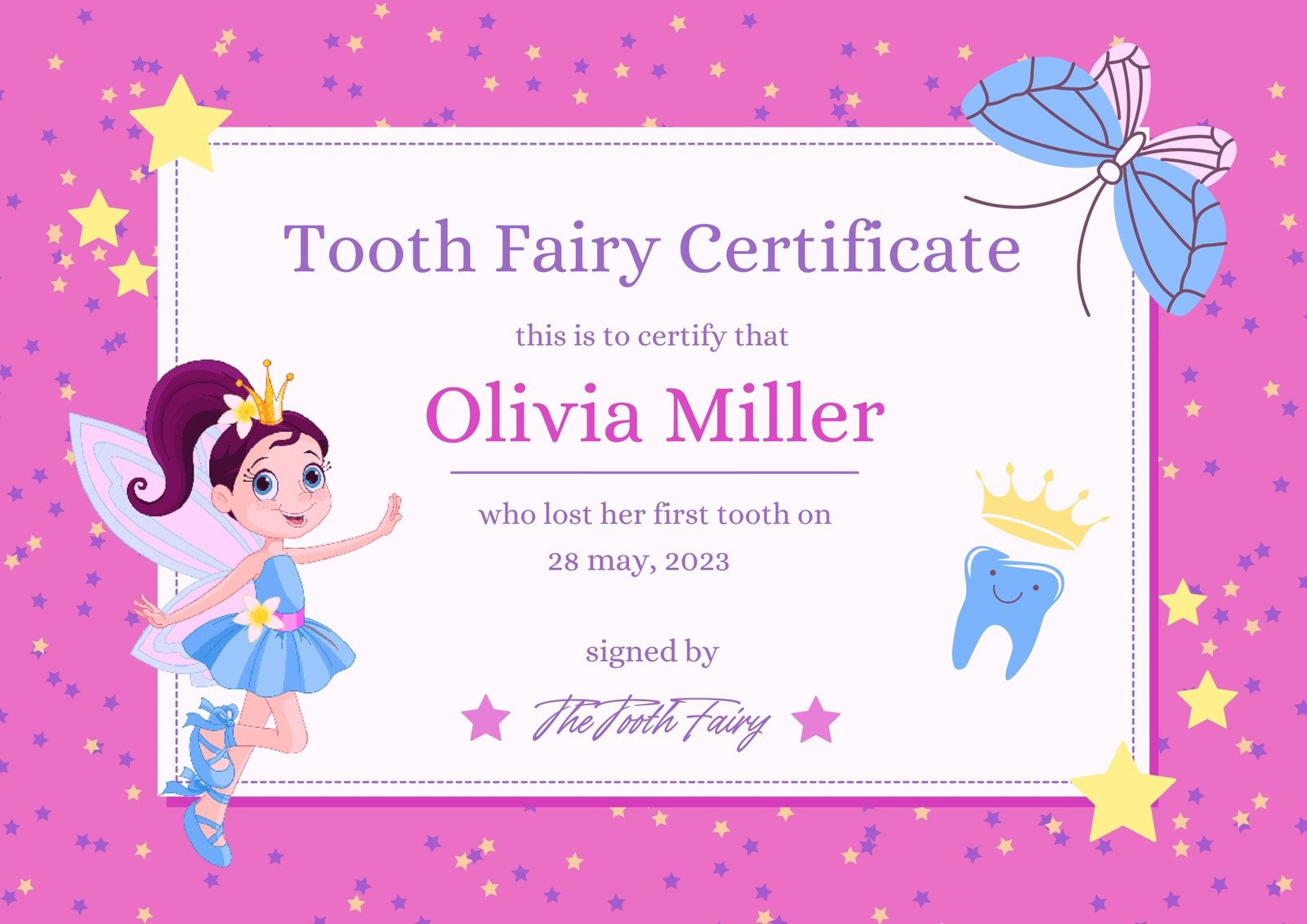 Free Customizable Tooth Fairy Certificate Templates | Canva pertaining to Free Tooth Fairy Printables