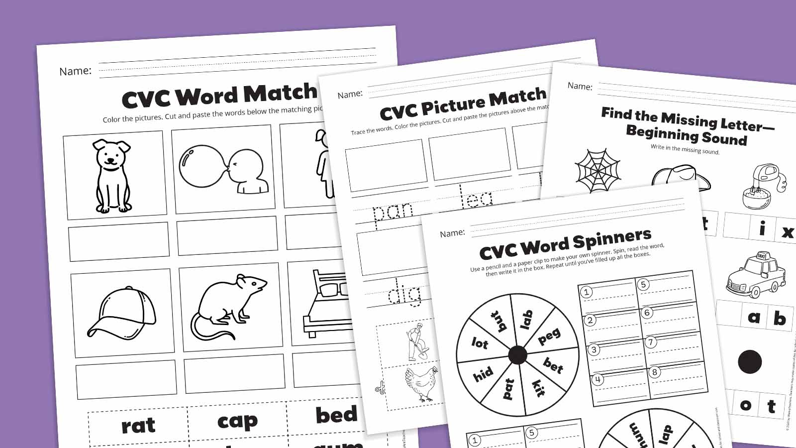 Free Cvc Words Worksheets Bundle For Emerging Readers with Free Printable Cvc Worksheets