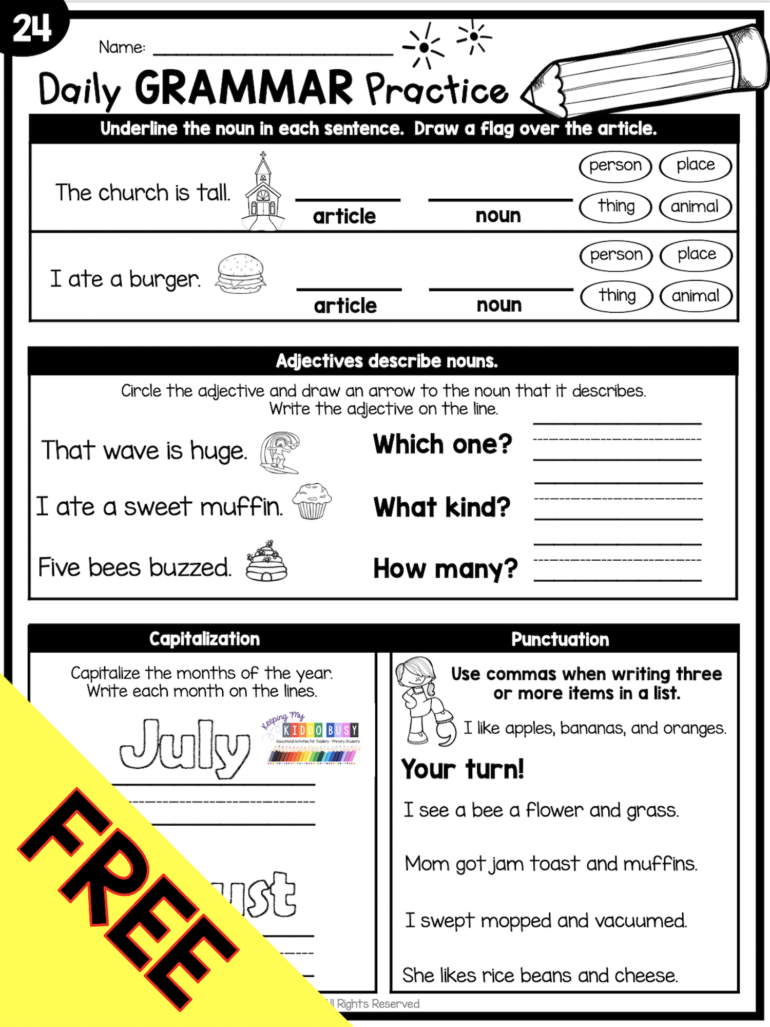Free Daily Grammar Worksheets And Daily Review | Essay Writing within Daily Language Review Grade 5 Free Printable