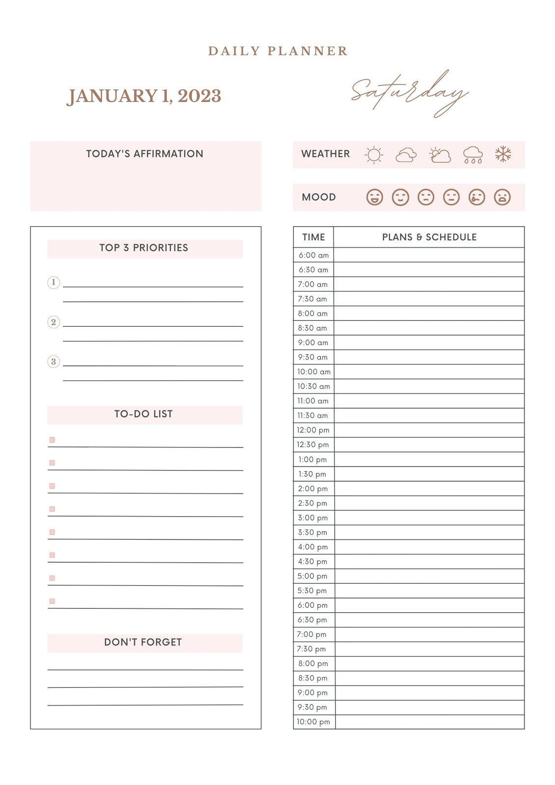 Free Daily Planner Templates To Customize | Canva inside Free Printable Daily Appointment Planner Pages