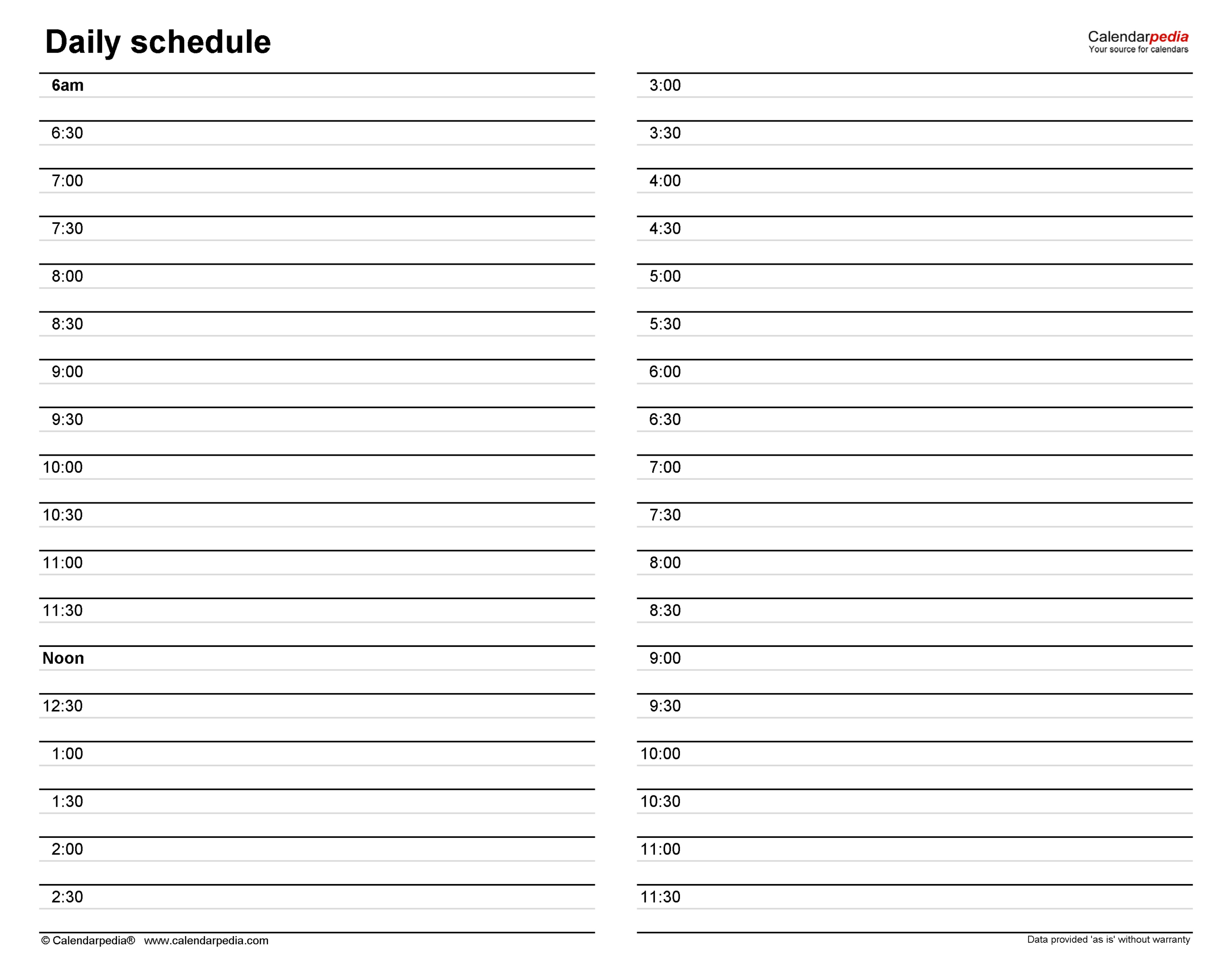 Free Daily Schedules In Pdf Format - 30+ Templates for Free Printable Daily Planner 15 Minute Intervals