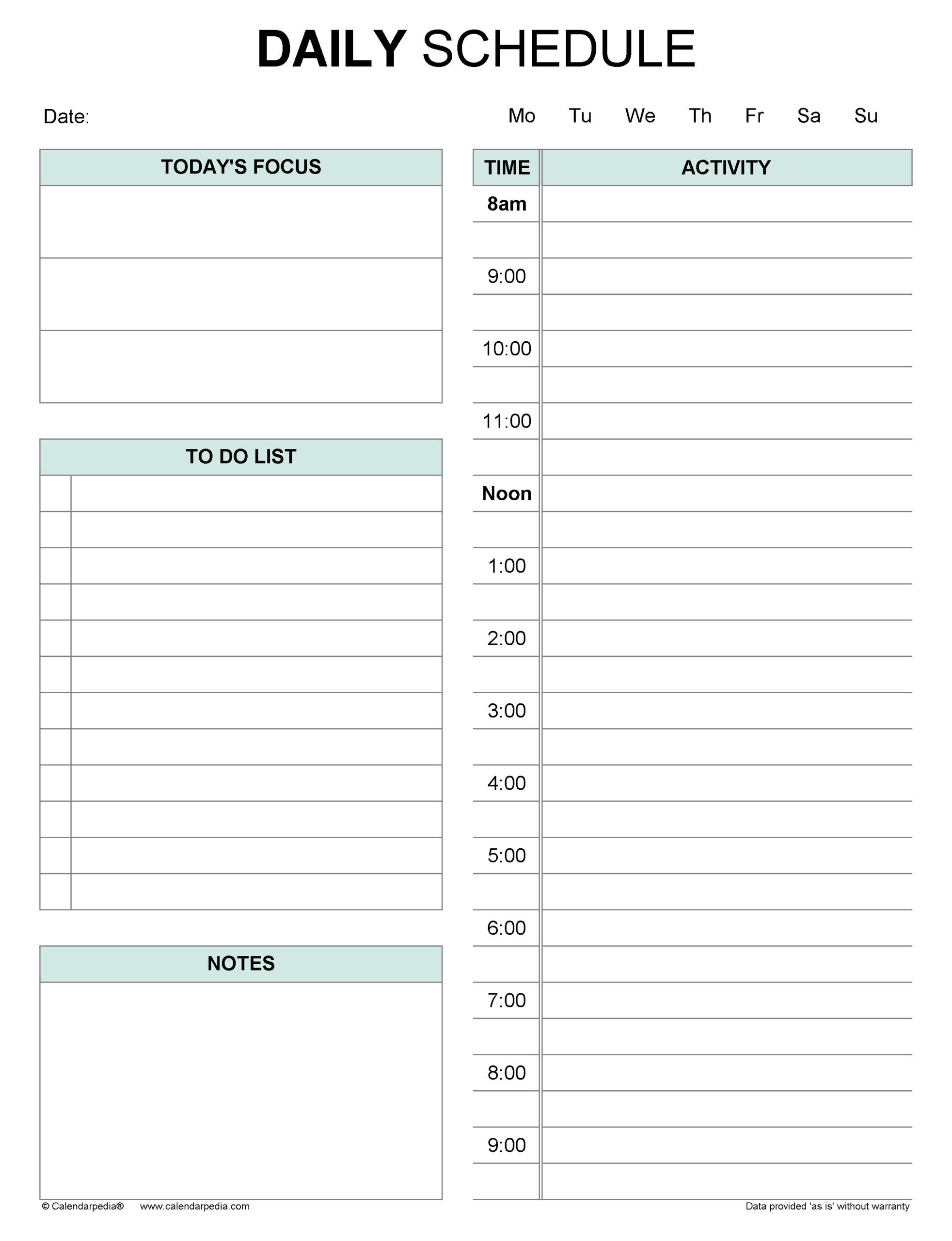 Free Daily Schedules In Pdf Format - 30+ Templates with regard to Free Printable Daily Schedule