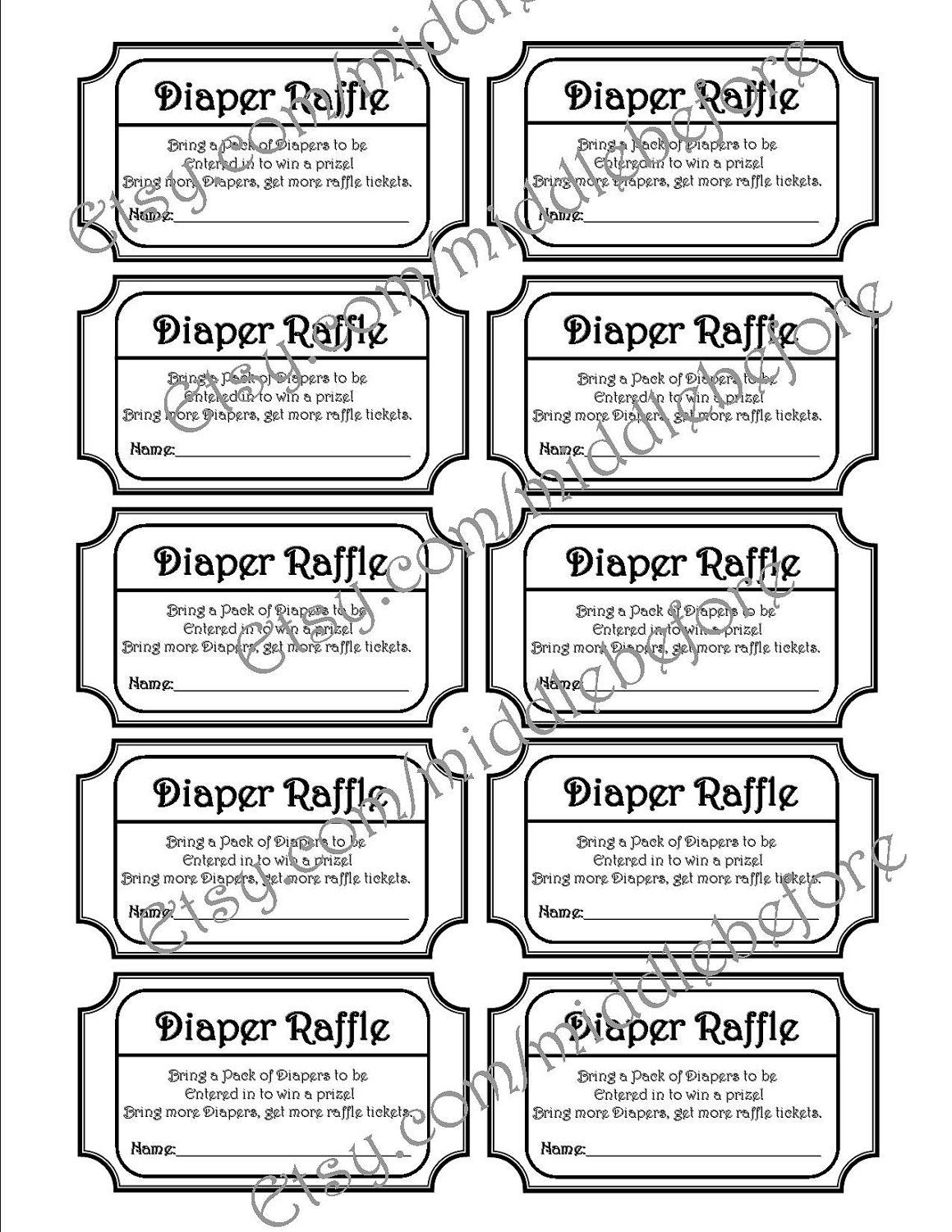 Free Diaper Raffle Tickets Printable inside Free Printable Diaper Raffle Tickets Black And White