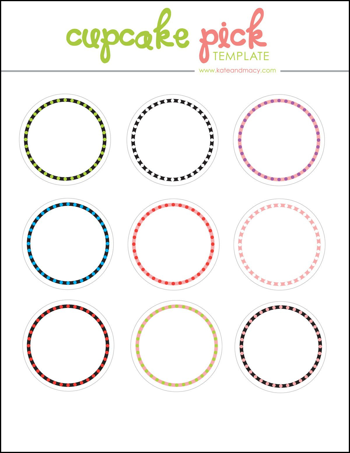 Free Digital Cupcake Pick Topper Template | Cupcake Toppers intended for Free Printable Cupcake Toppers