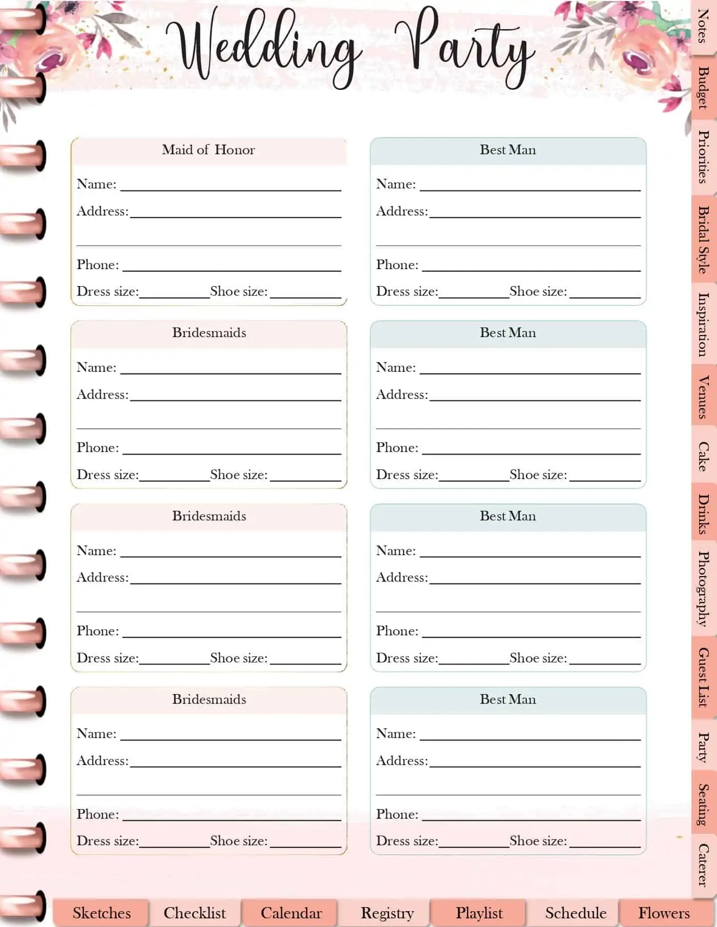 Free Digital Or Printable Wedding Planner | Wedding Spreadsheet in Free Printable Wedding Planner Book