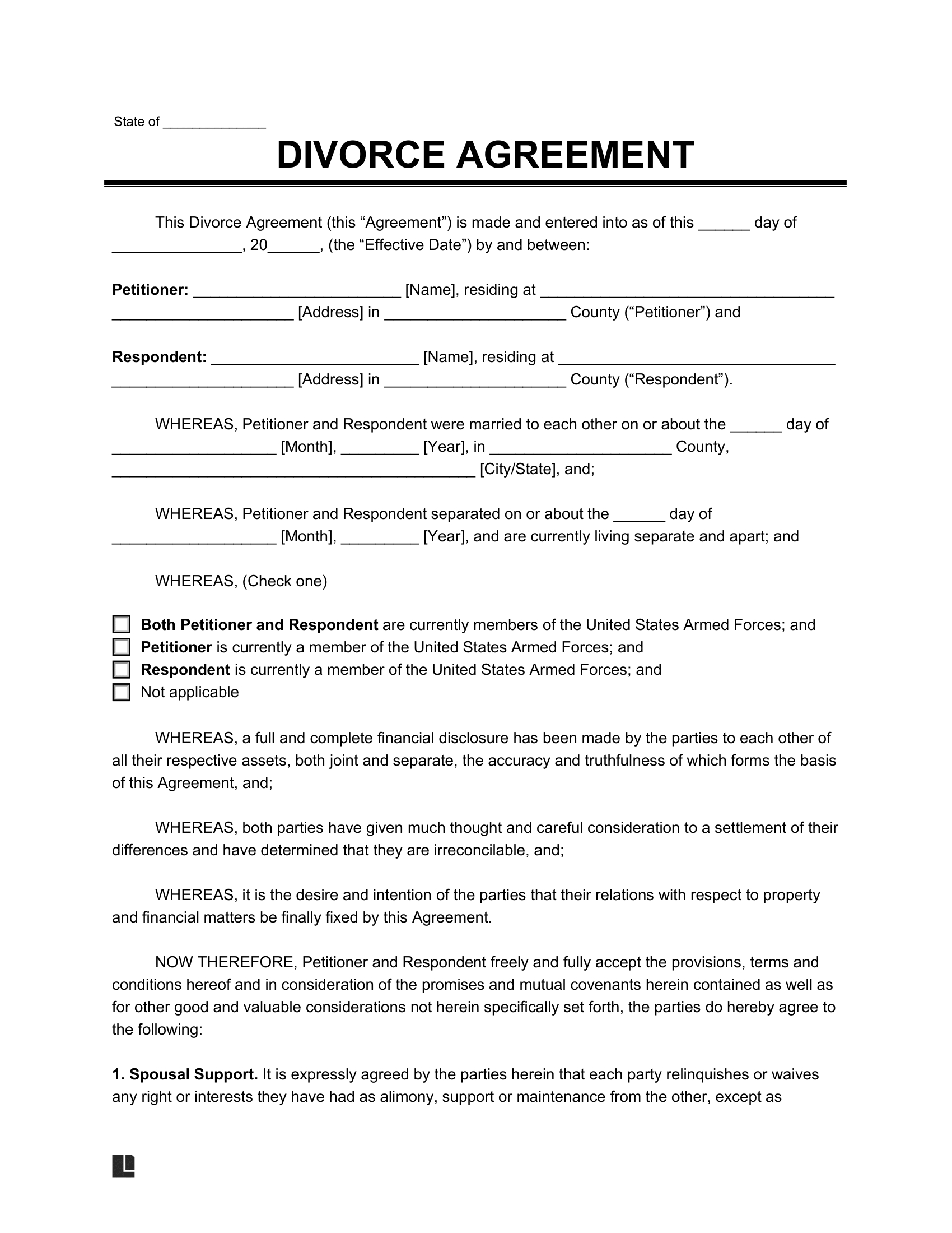 Free Divorce Settlement Agreement Template | Pdf &amp;amp; Word within Free Printable Divorce Papers