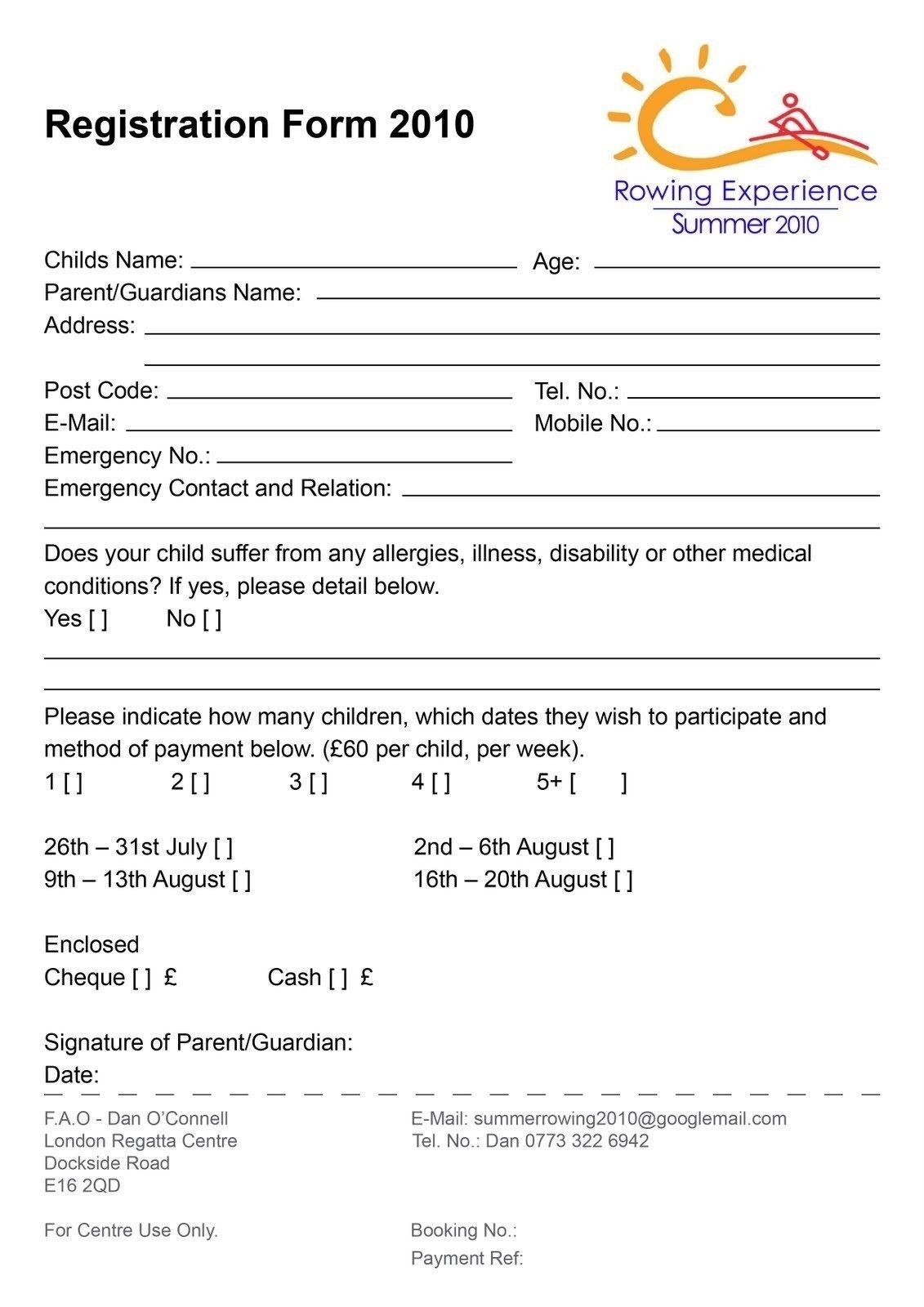 Free Download Blank Summer Camp Application | Registration Form inside Free Printable Summer Camp Registration Forms