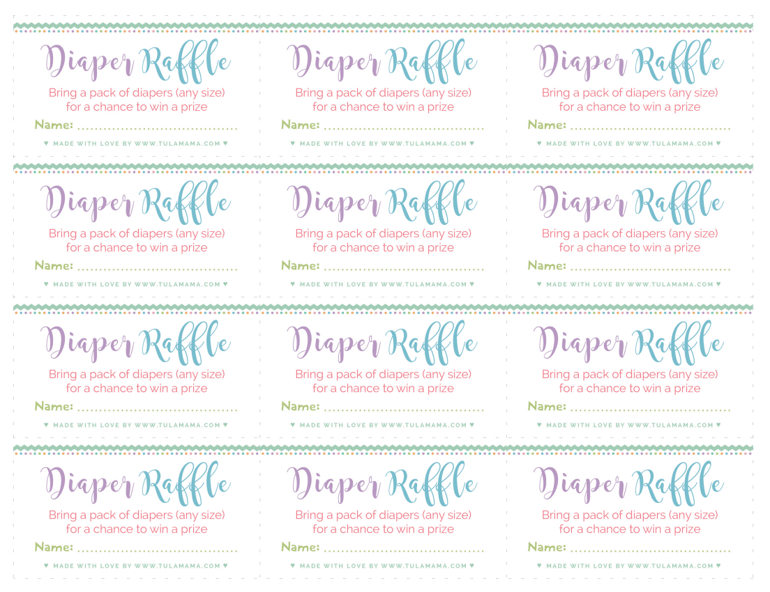 Free, Easy To Print Diaper Raffle Tickets - Tulamama for Diaper Raffle Free Printable