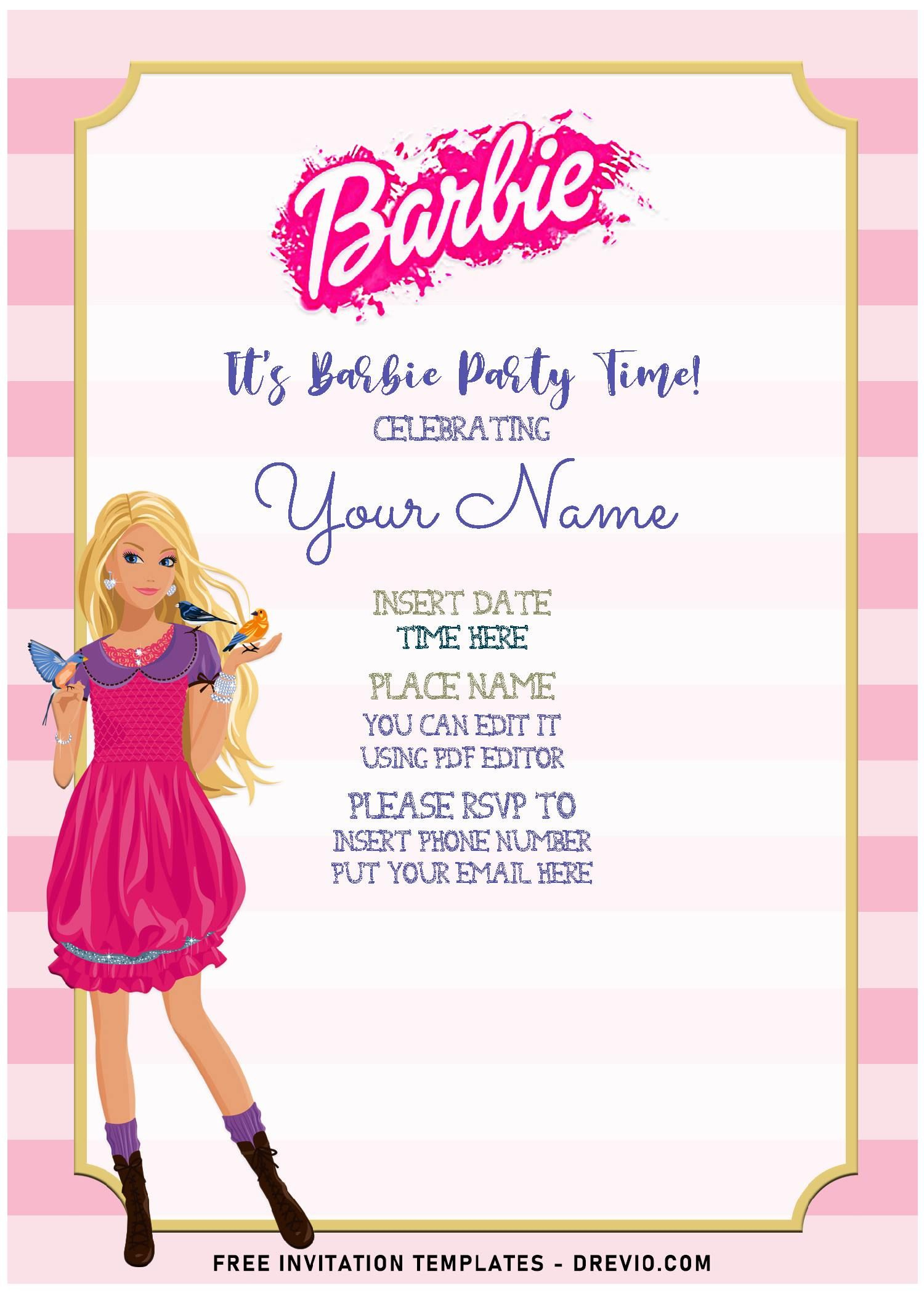 Free Editable Pdf) Adorable Barbie Big City Dream Themed Birthday within Free Printable Barbie Birthday Party Invitations