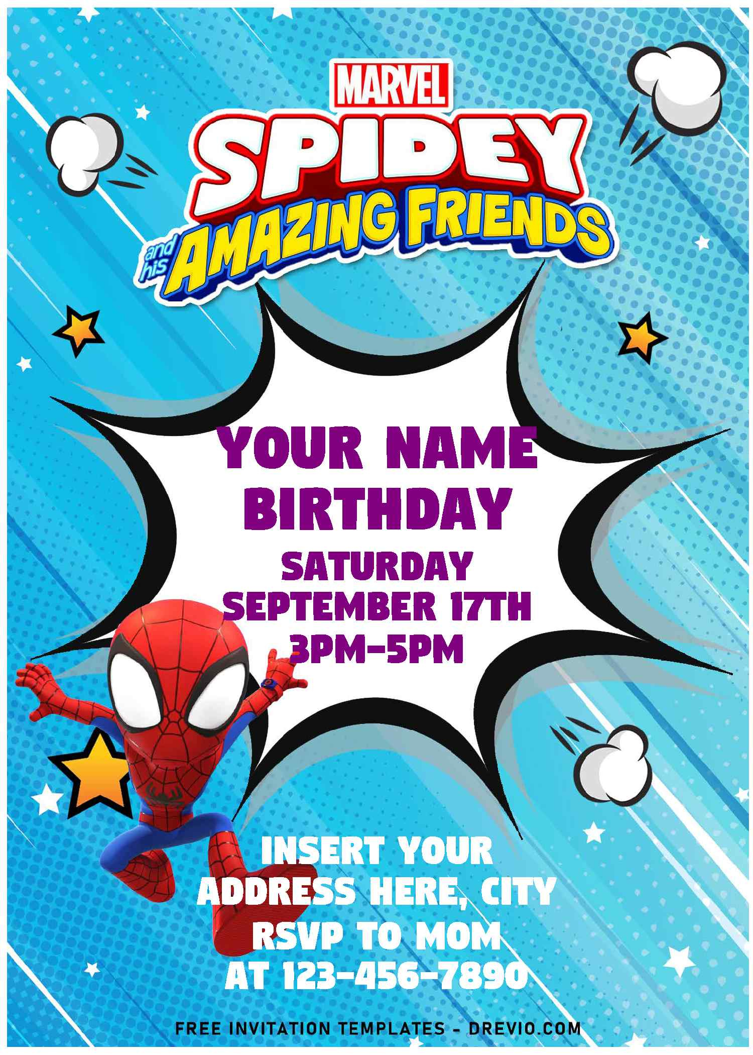 Free Editable Pdf) Epic Spidey And His Amazing Friends Birthday regarding Free Printable Birthday Invitations for Him