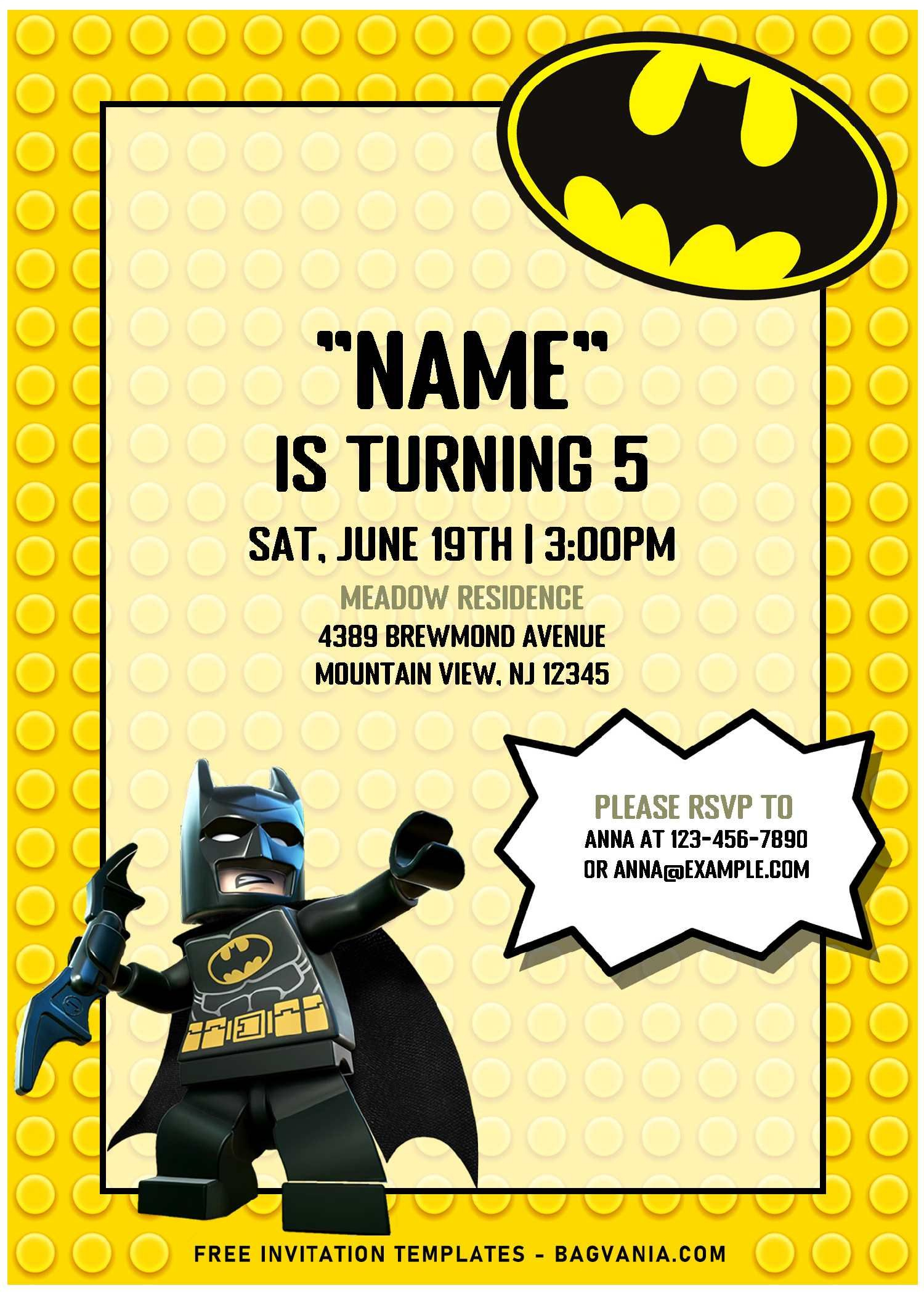 Free Editable Pdf) Super Cool Lego Batman Birthday Invitation with Lego Batman Invitations Free Printable