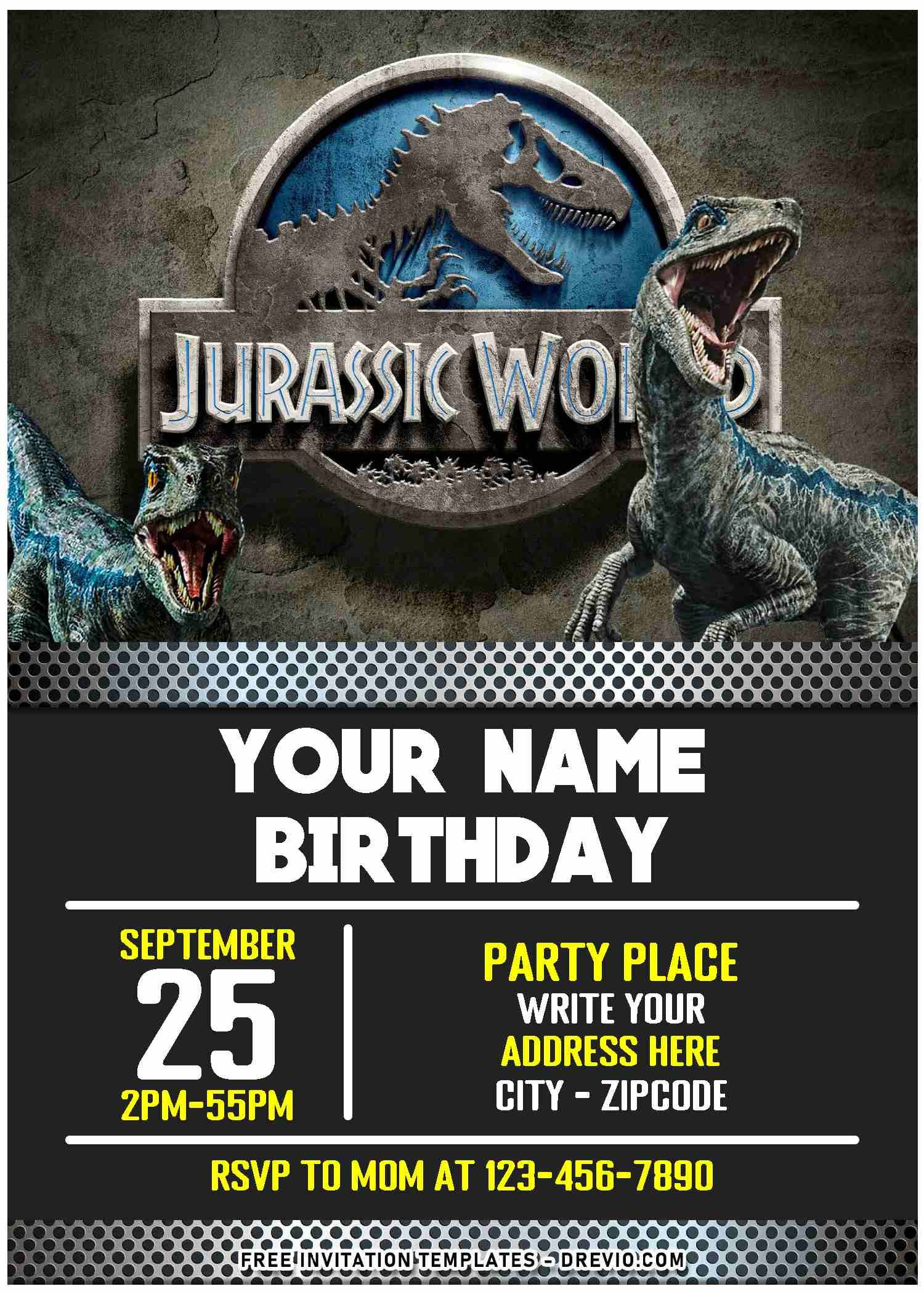 Free Editable Pdf) Thrilling Fun Dino Jurassic World Birthday for Free Printable Jurassic World Invitations