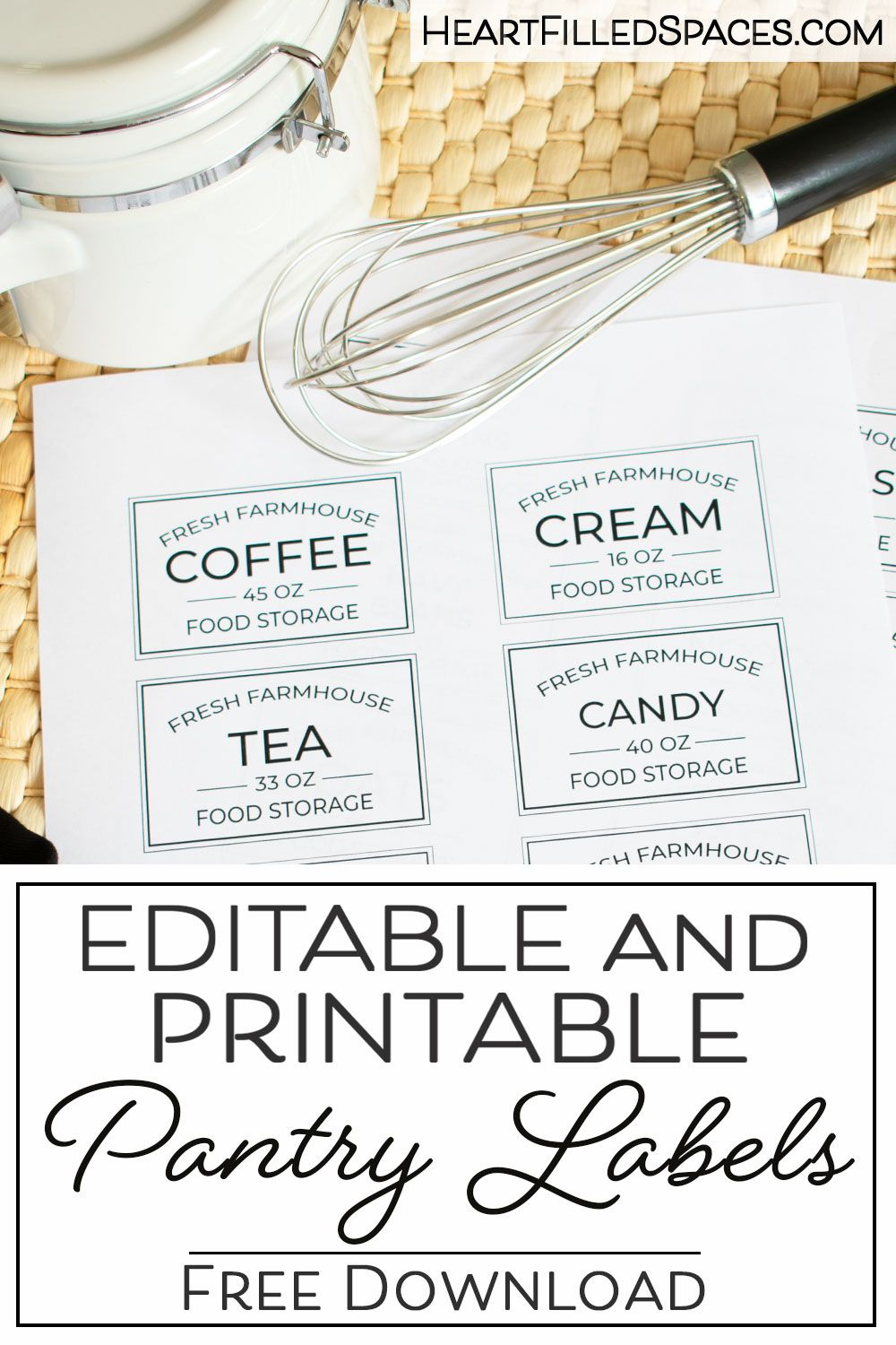 Free Editable Printable Kitchen Pantry Labels For Storage for Free Printable From the Kitchen of Labels