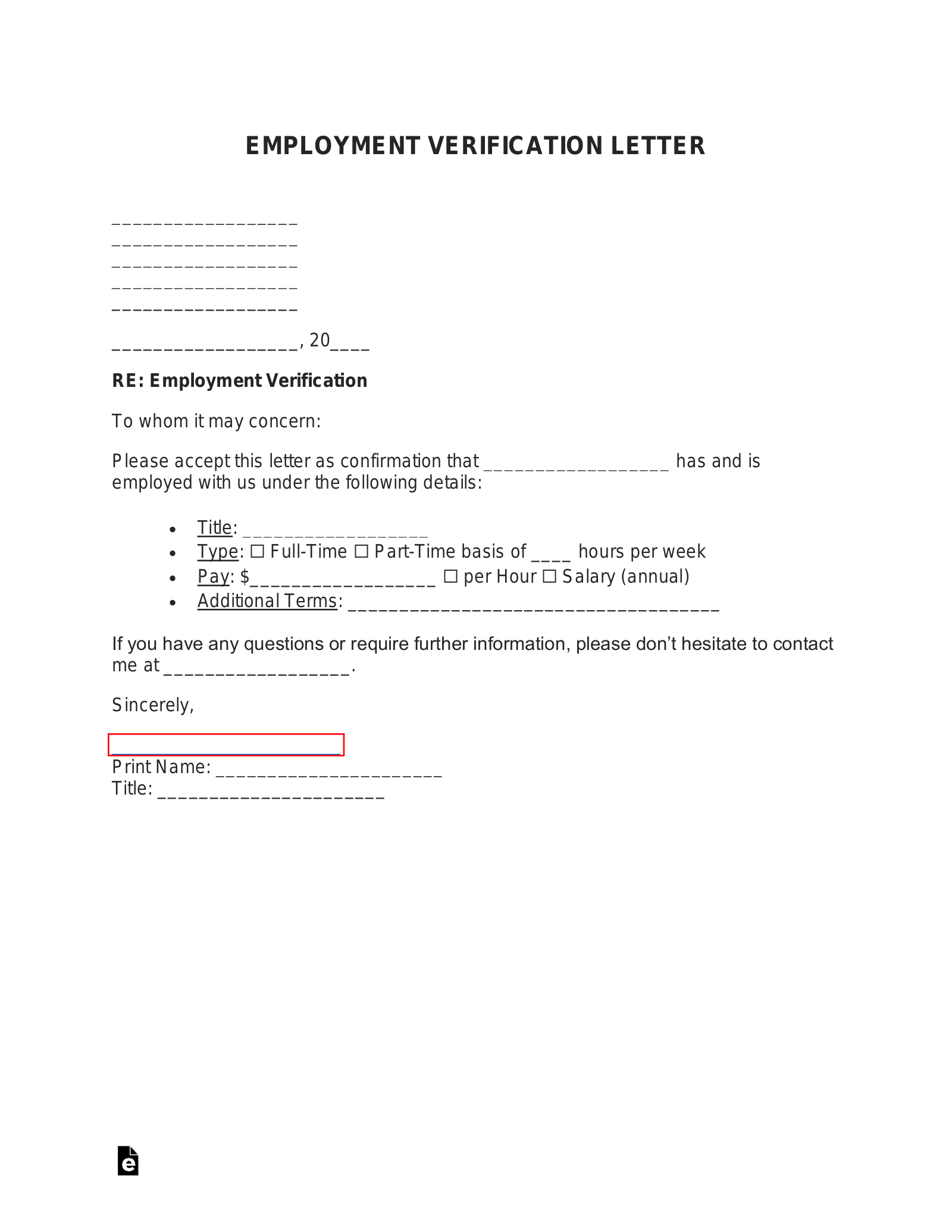 Free Employment (Income) Verification Letter - Pdf | Word – Eforms within Free Printable Employment Verification Letter