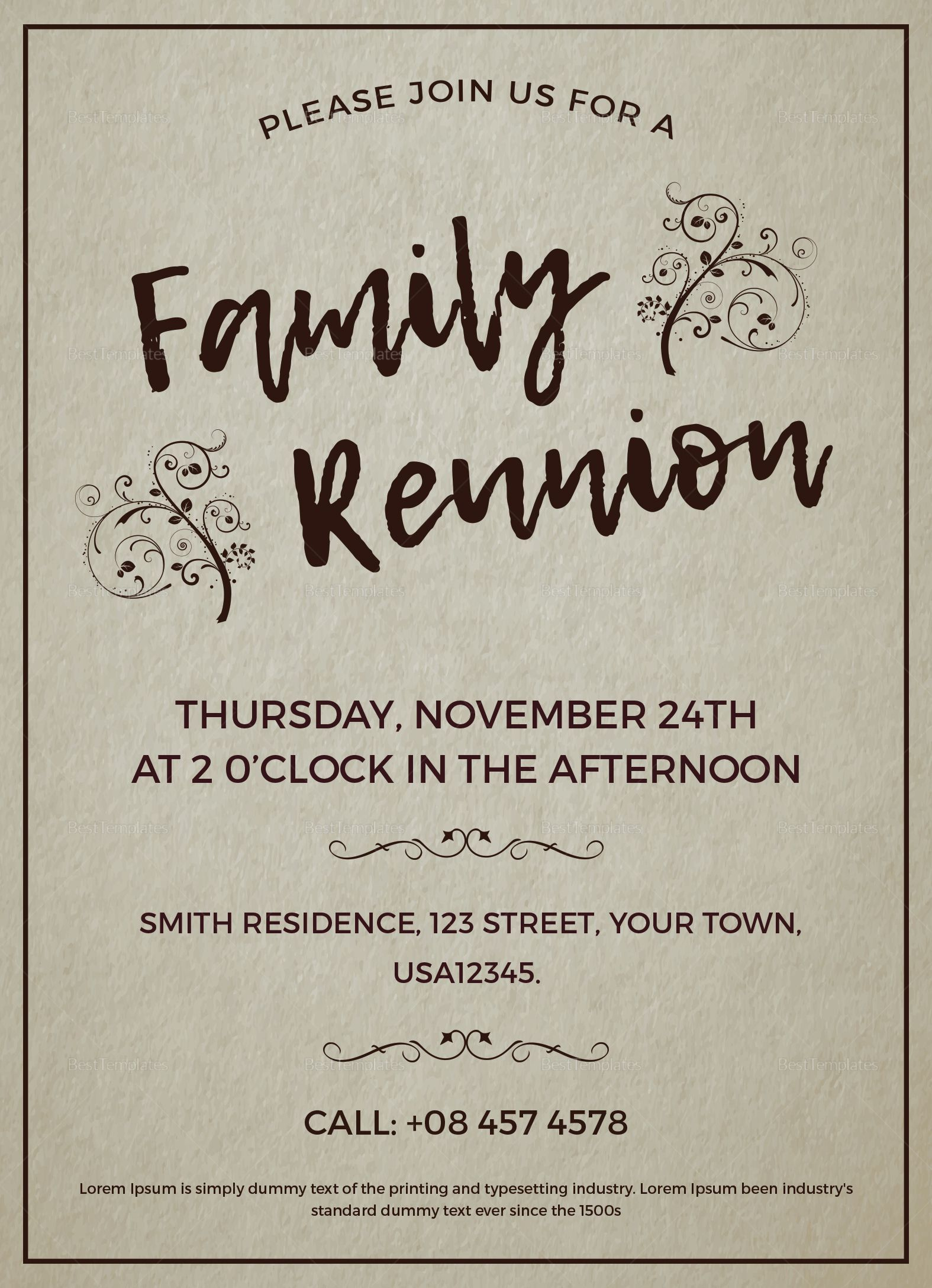 Free Family Reunion Letter Templates for Free Printable Family Reunion Invitations