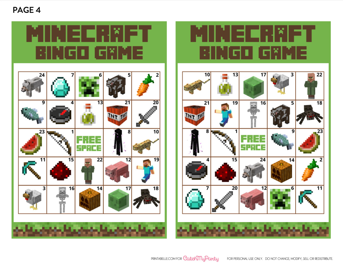 Free Fantastic Printable Minecraft Bingo Game! | Catch My Party throughout Free Printable Minecraft Bingo Cards