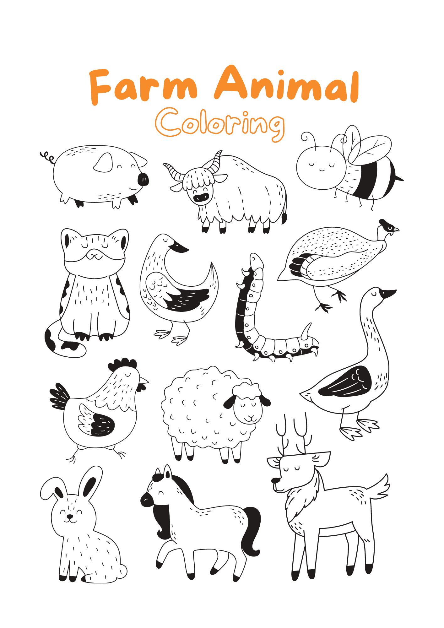 Free Farm Animal Coloring Pages with Free Printable Farm Animals