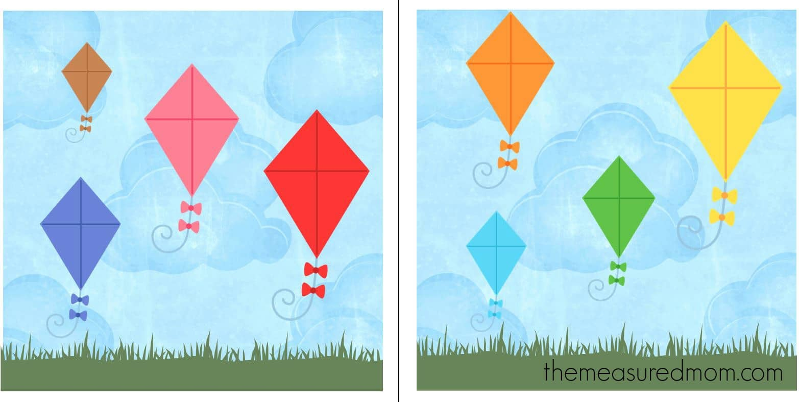 Free File Folder Game For Preschoolers: Kites! - The Measured Mom within File Folder Games For Toddlers Free Printable