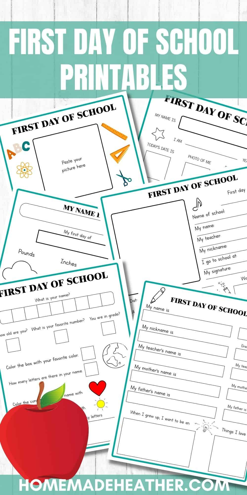 Free First Day Of School Printables » Homemade Heather inside Free Printable First Day of School Activities