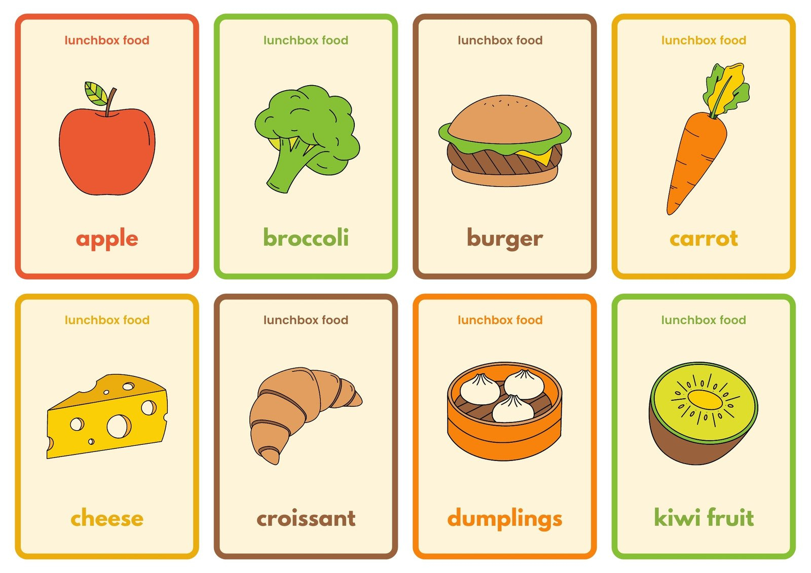 Free Food Flashcard Templates To Customize And Print | Canva intended for Free Printable Food Cards