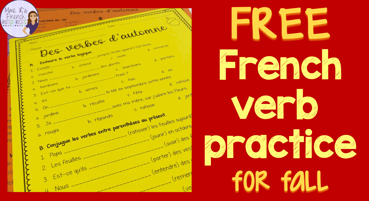 Free French Verb Worksheets For Fall - Mme R&amp;#039;S French Resources regarding Free Printable French Grammar Worksheets