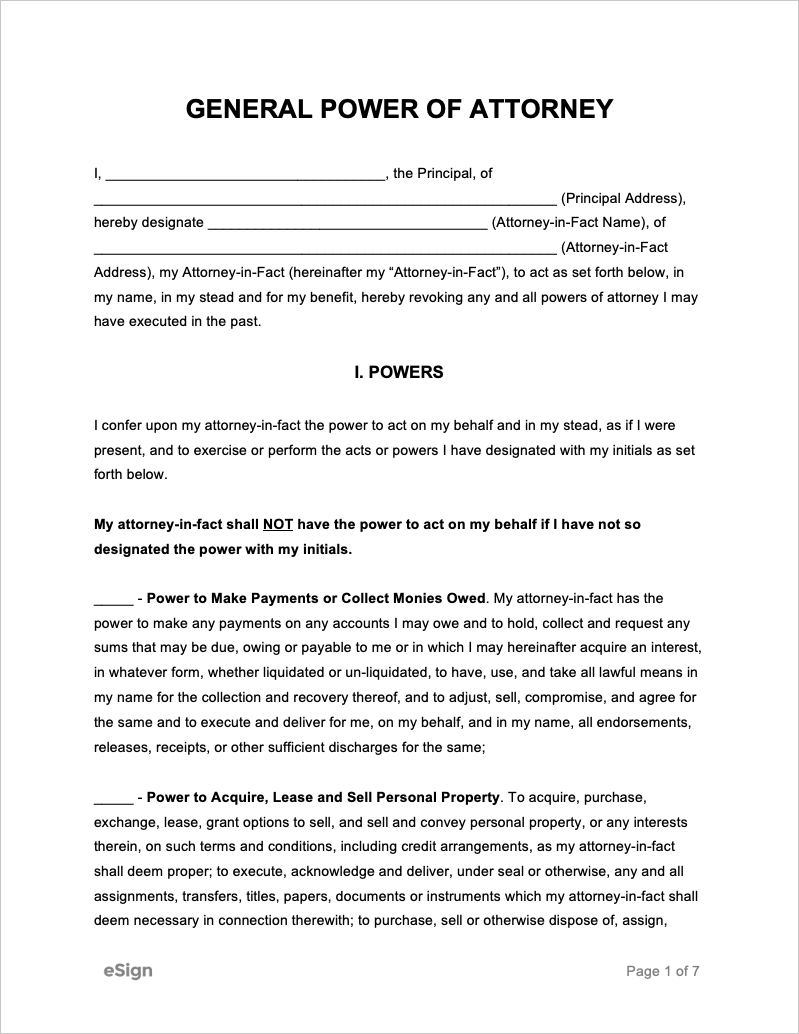 Free General Power Of Attorney Forms | Pdf | Word intended for Free Printable Power Of Attorney Forms