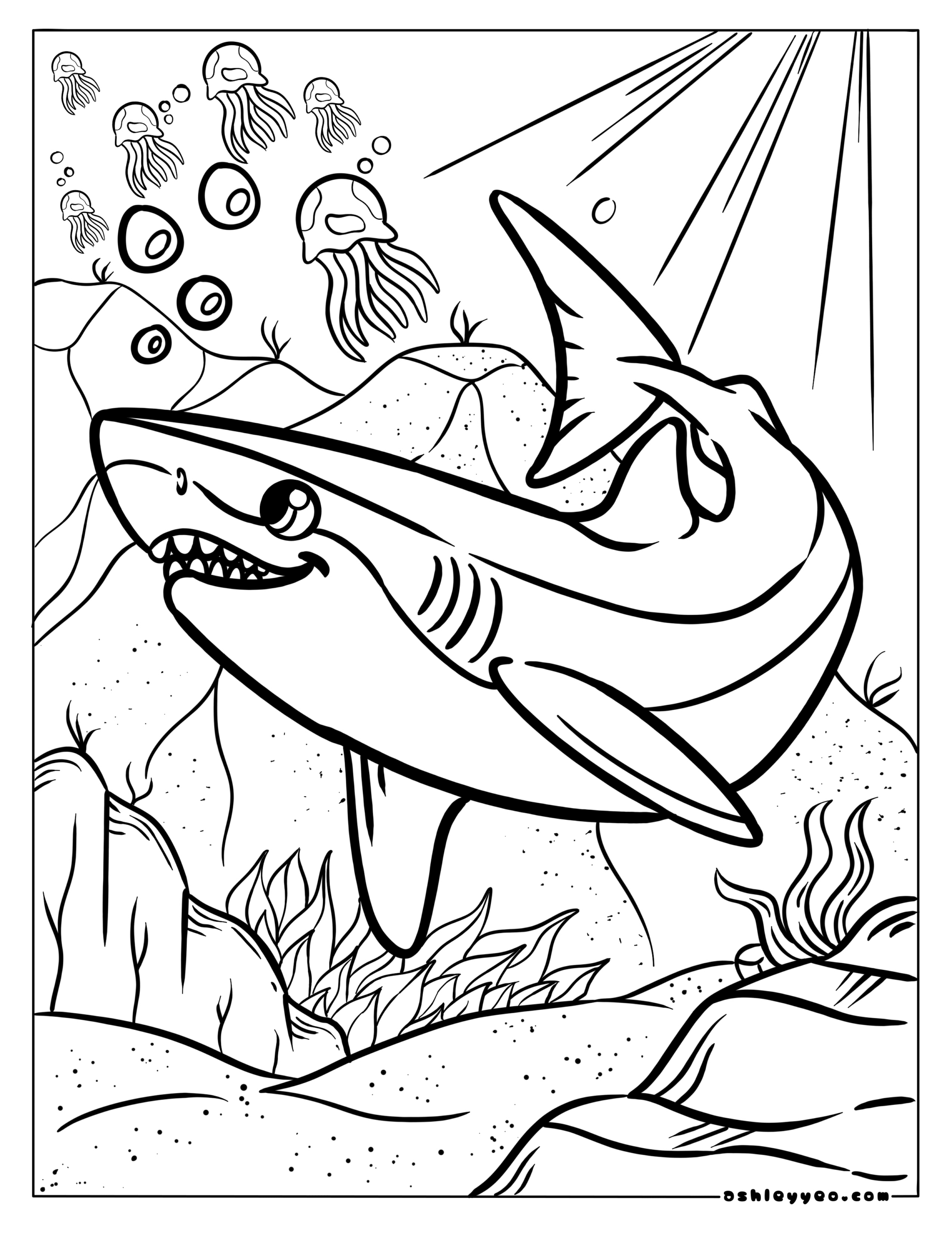 Free Great White Shark Coloring Pages For Kids - Ashley Yeo pertaining to Free Printable Great White Shark Coloring Pages