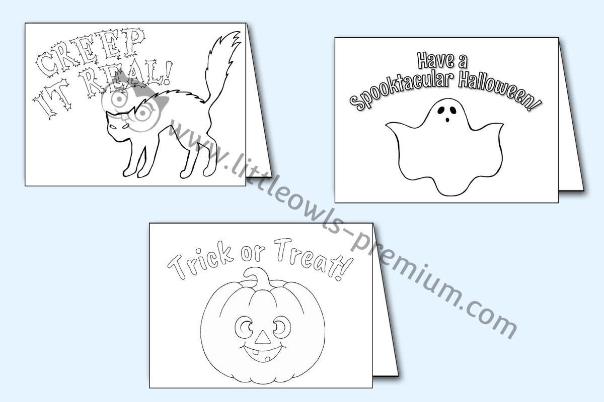 Free Halloween Colouring/Coloring Pages - For Children, Kids throughout Printable Halloween Cards To Color For Free