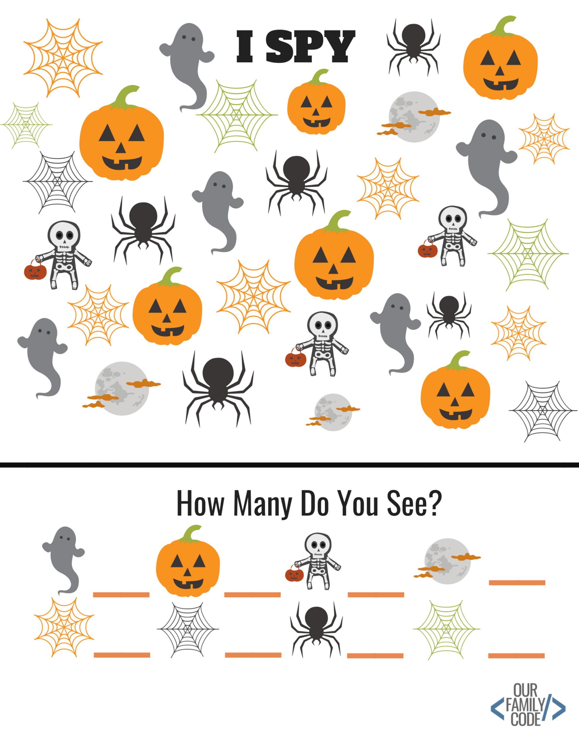 Free Halloween Worksheets For Kids! - Our Family Code for Halloween Worksheets Free Printable