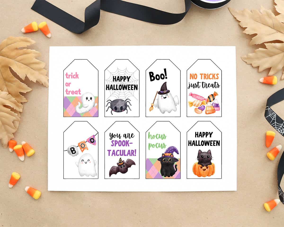 Free Happy Halloween Printable Tags - Instant Download - Aubree within Free Printable Halloween Labels for Treat Bags