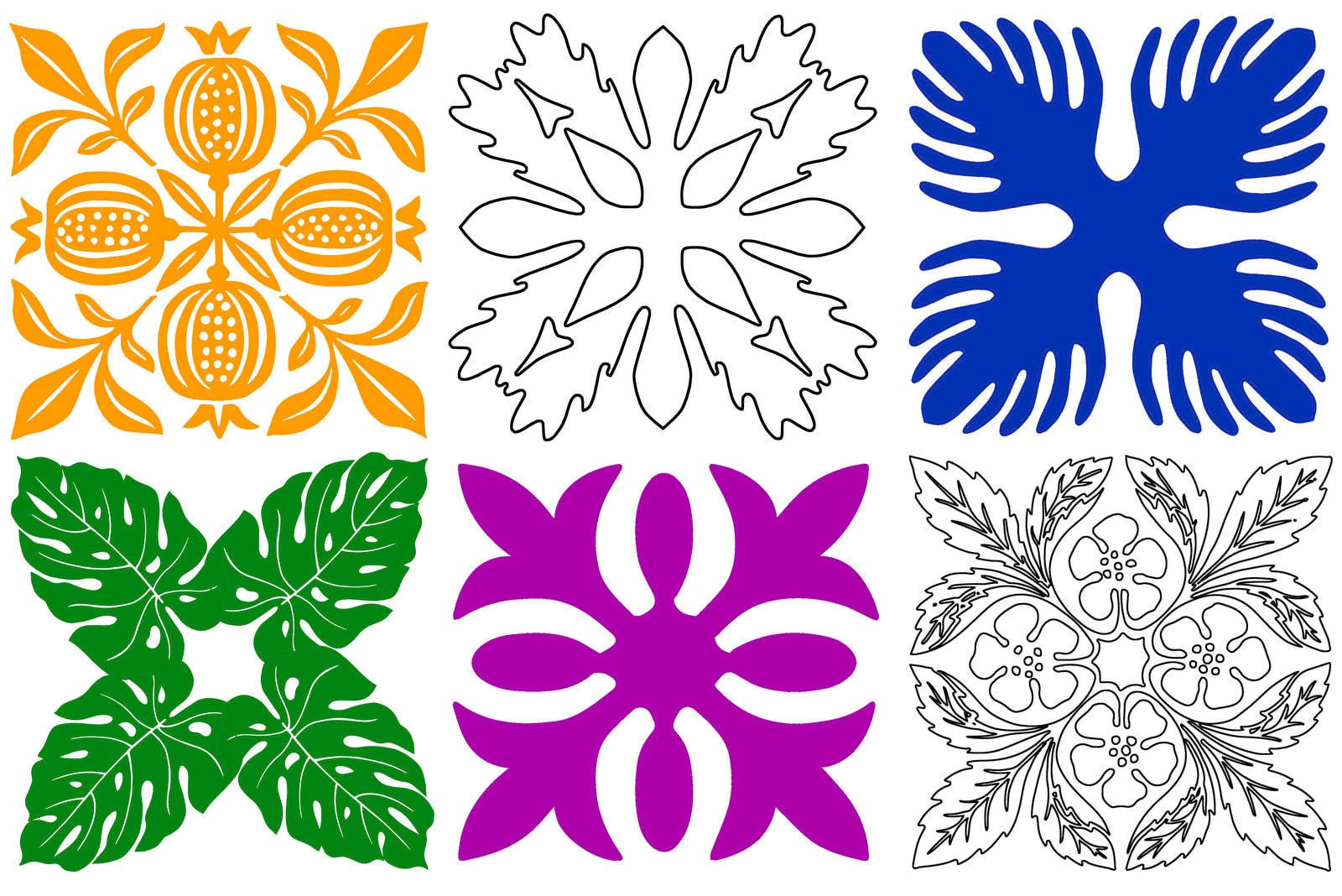 Free Hawaiian Quilt Patterns To Applique Or Stencil, At in Free Printable Hawaiian Quilt Patterns