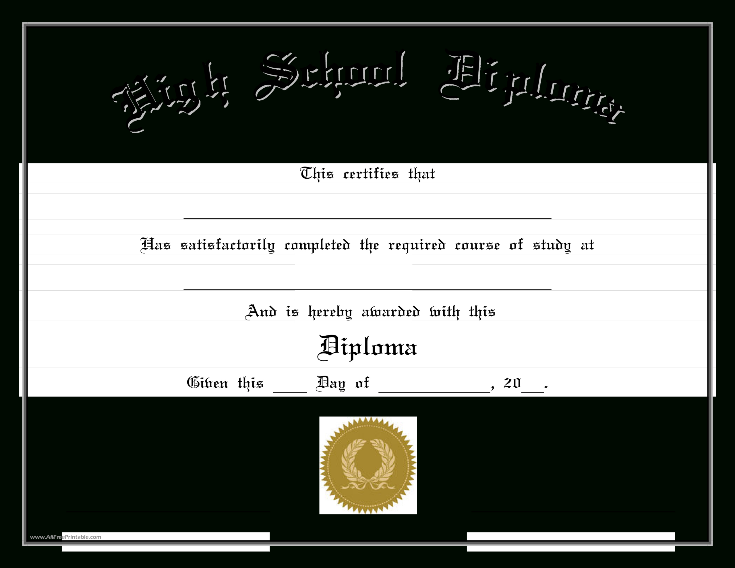 Free High School Diploma (Edit) | Templates At for Free Printable High School Diploma Templates